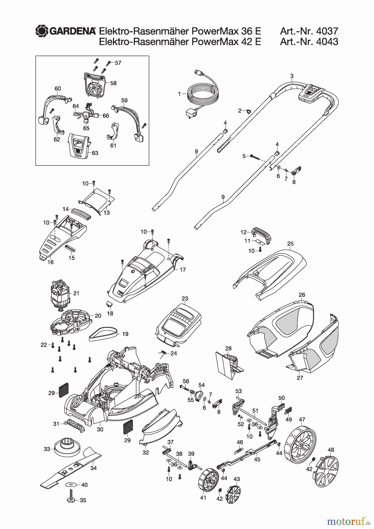  Gardena Rasenmäher Elektro Rasenmäher Power Max 36 E