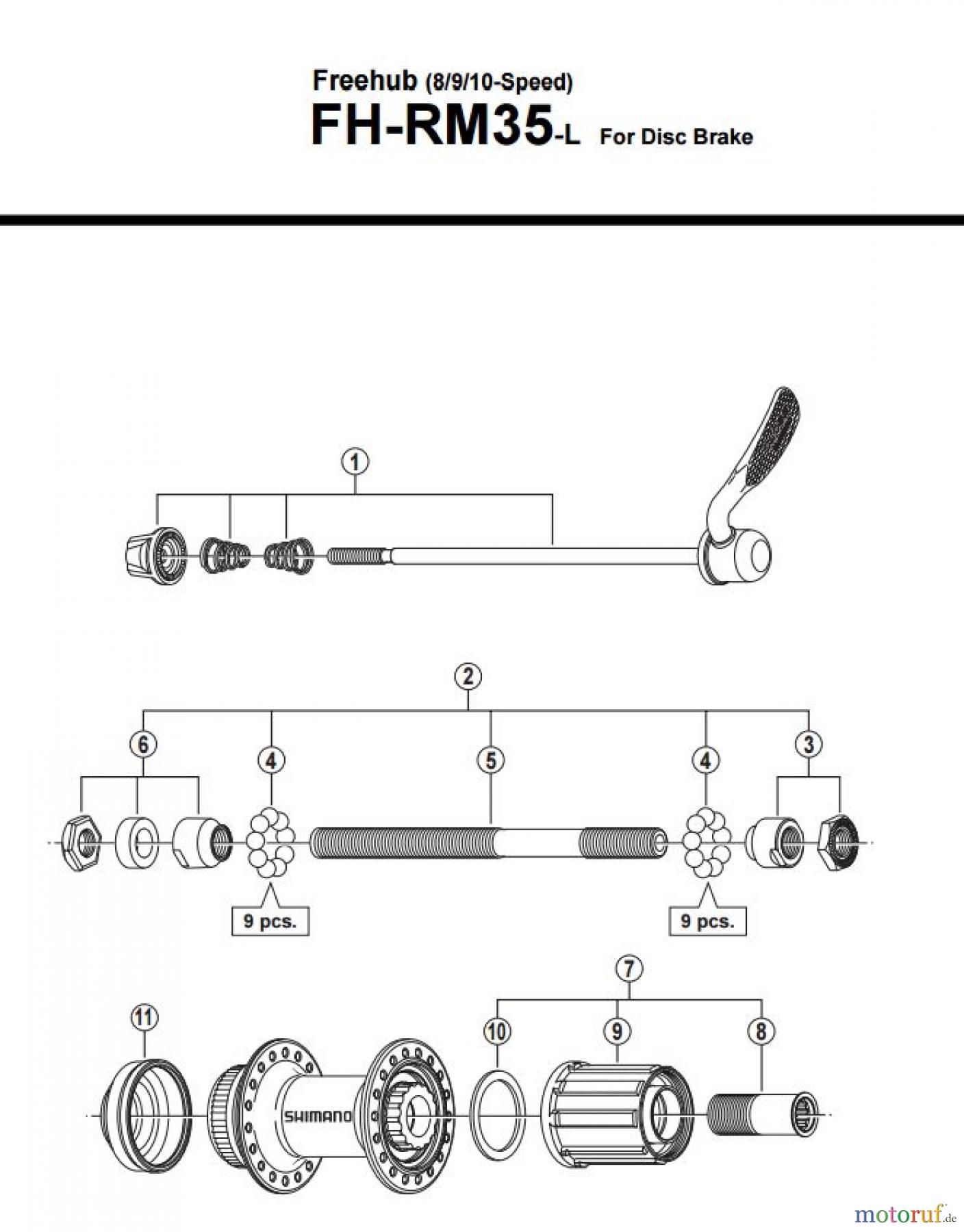  Shimano FH Free Hub - Freilaufnabe FH-RM35  Freehub (8/9/10-Speed)