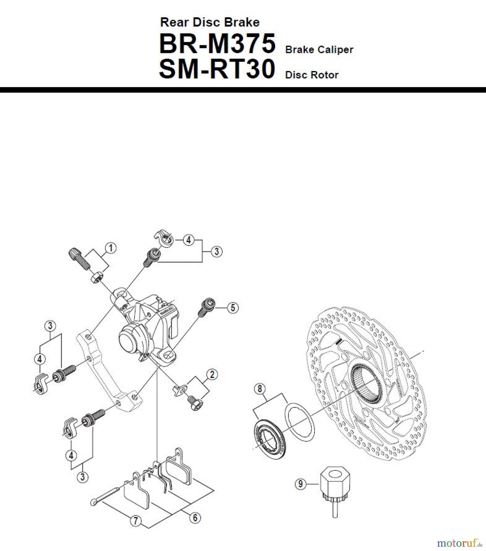  Shimano BR Brake - Bremse BR-M375 -R -3230 Rear Disc Brake