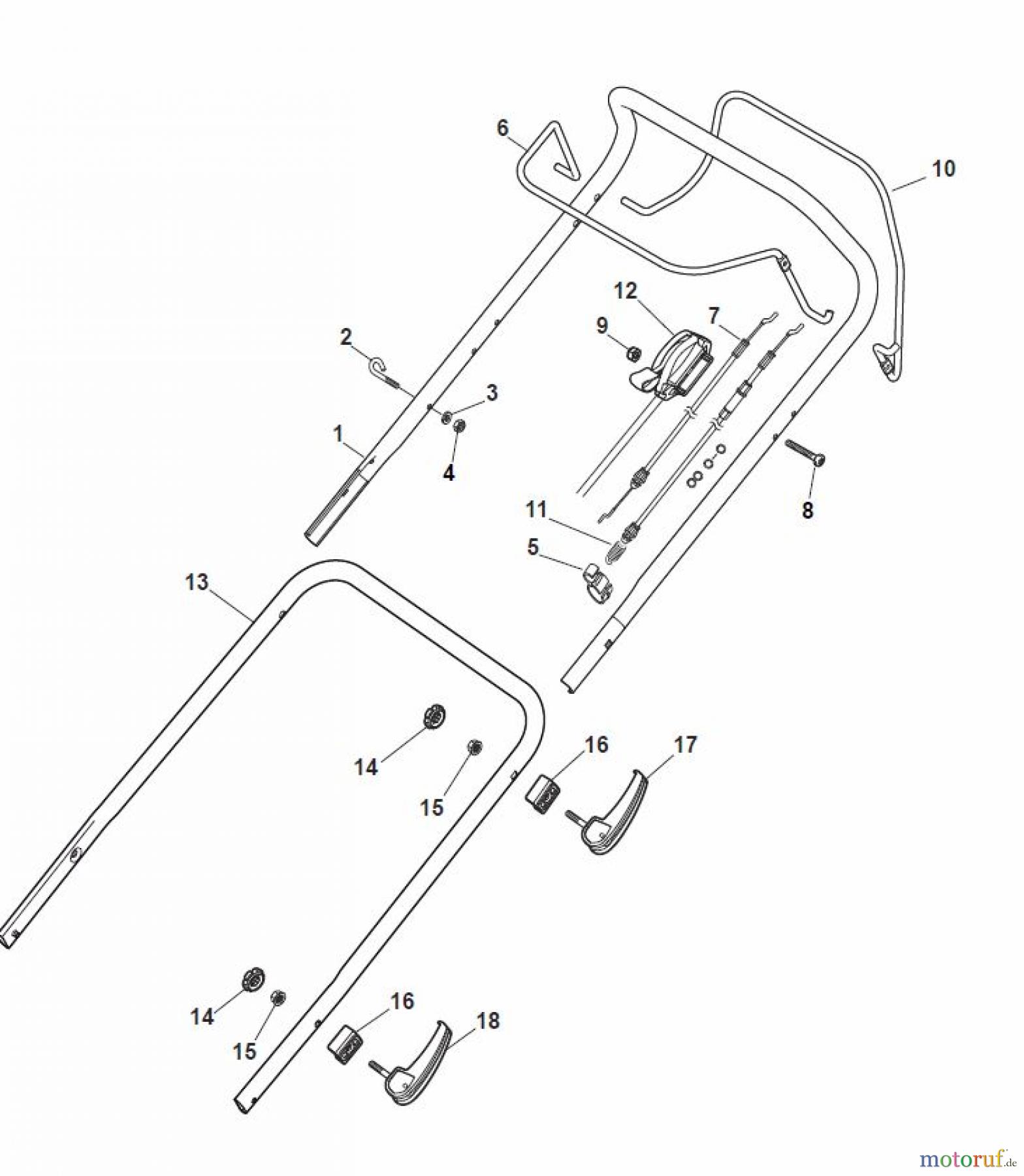  Global Garden Products GGP Rasenmäher Benzin Mit Antrieb 2017 MP1 504 SE Handle, Upper Part