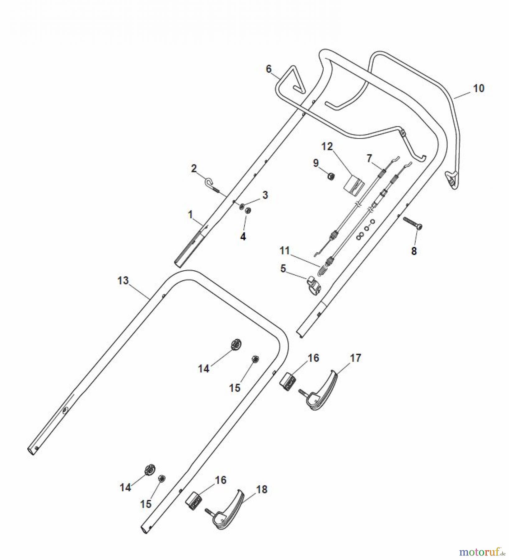  Global Garden Products GGP Rasenmäher Benzin Mit Antrieb 2017 MP1 504 SVE Handle, Upper Part