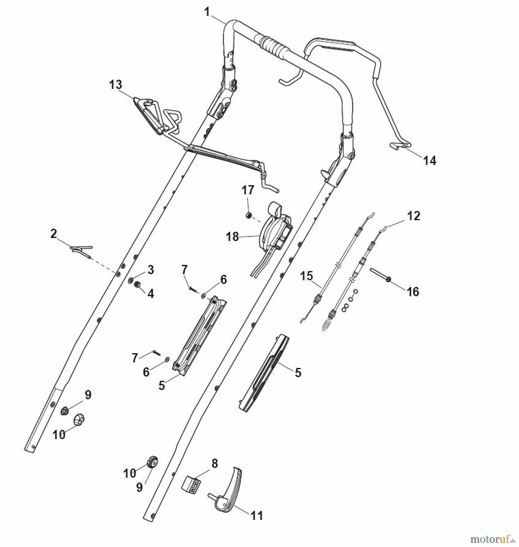  Global Garden Products GGP Rasenmäher Benzin Mit Antrieb 2017 MP1 554 WSQ Handle, Upper Part