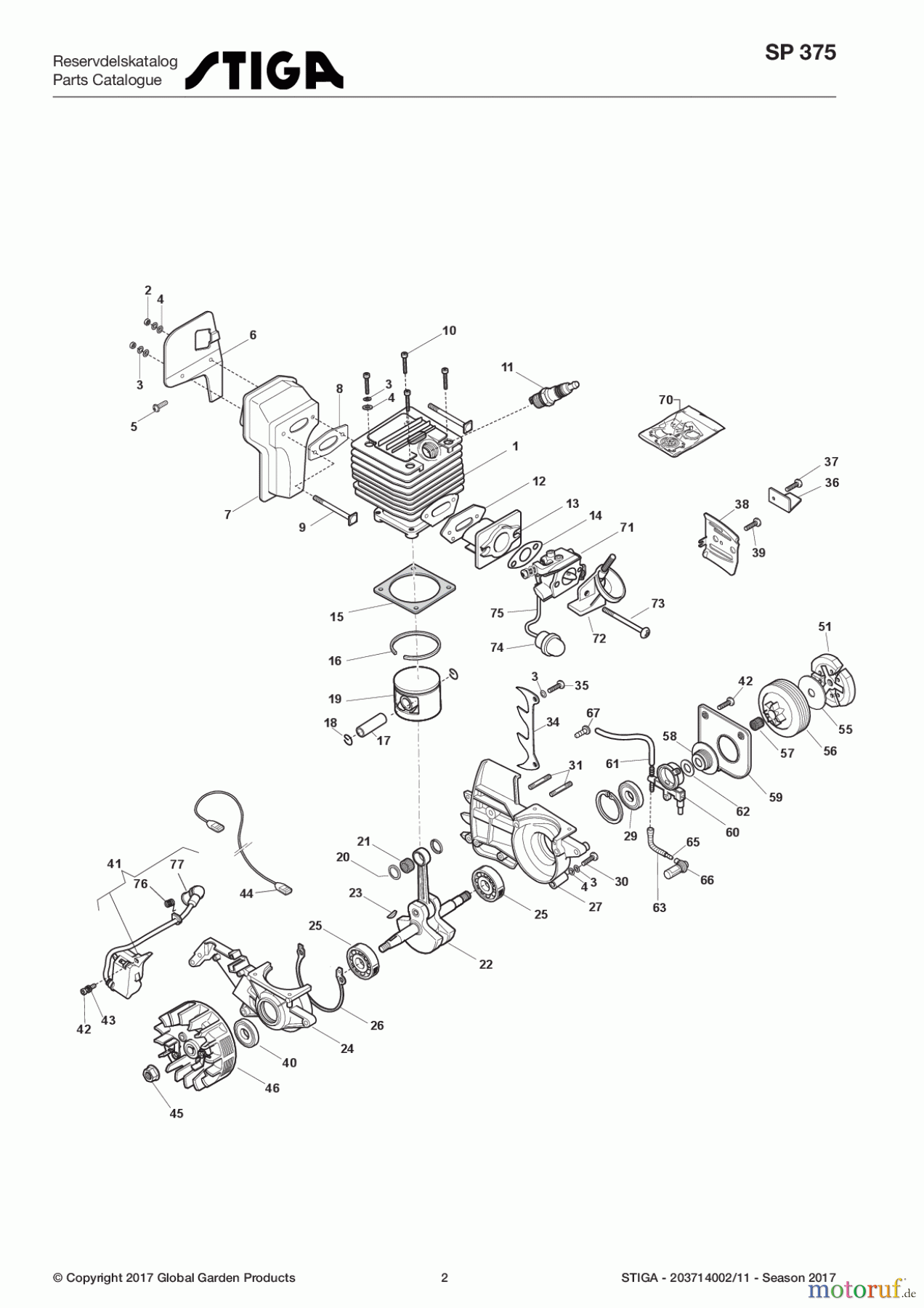  Stiga Kettensägen Benzin 2017 SP 375 203714002/11 - Season 2017 Engine