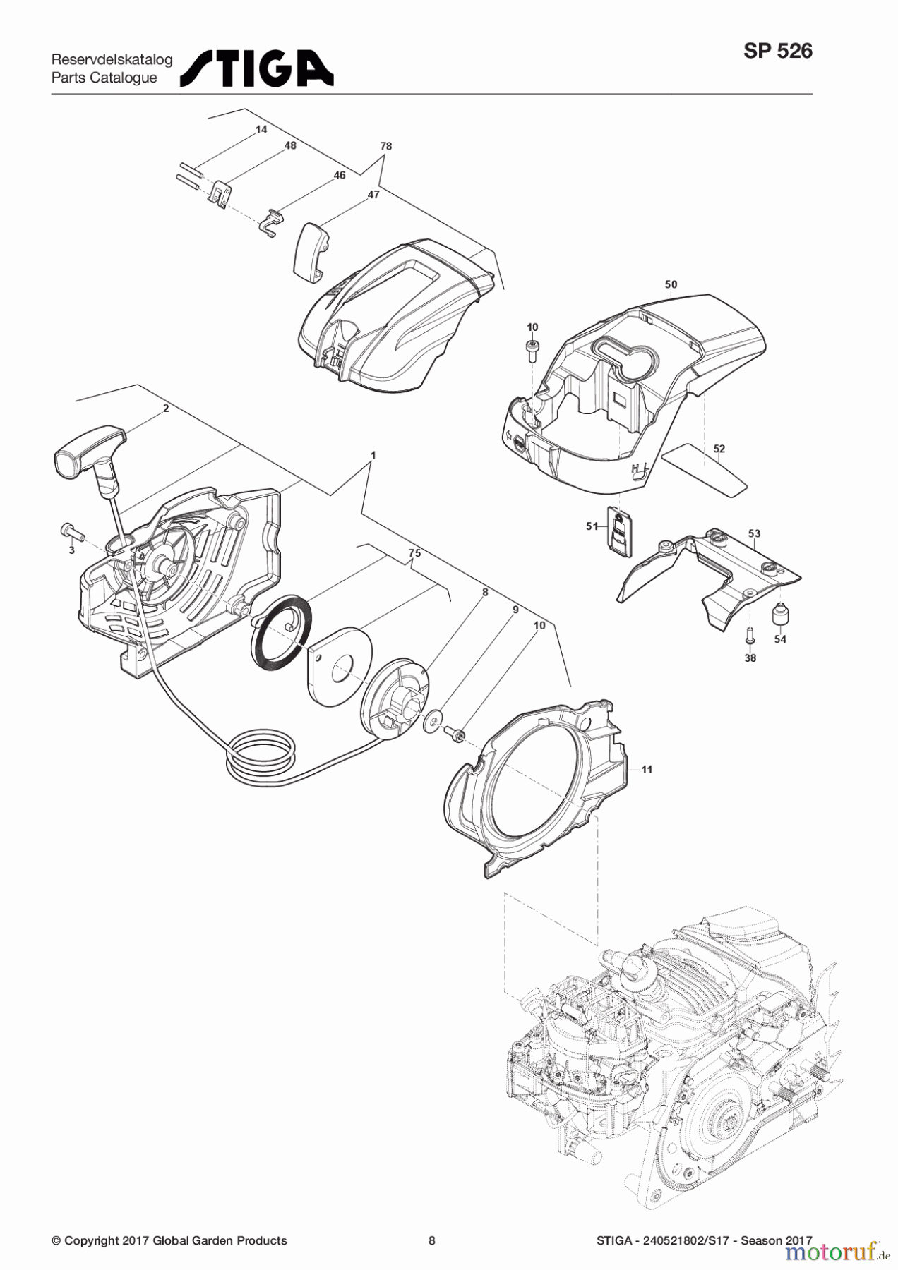  Stiga Kettensägen Benzin 2017 SP 526 240521802/S17 - Season 2017 Housing