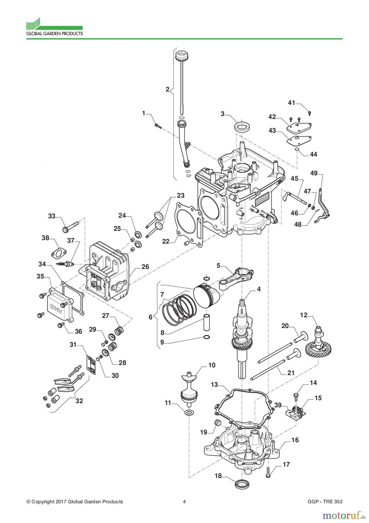  Global Garden Products GGP Motoren 2017 TRE 352 Engine - Piston, Crankshaft