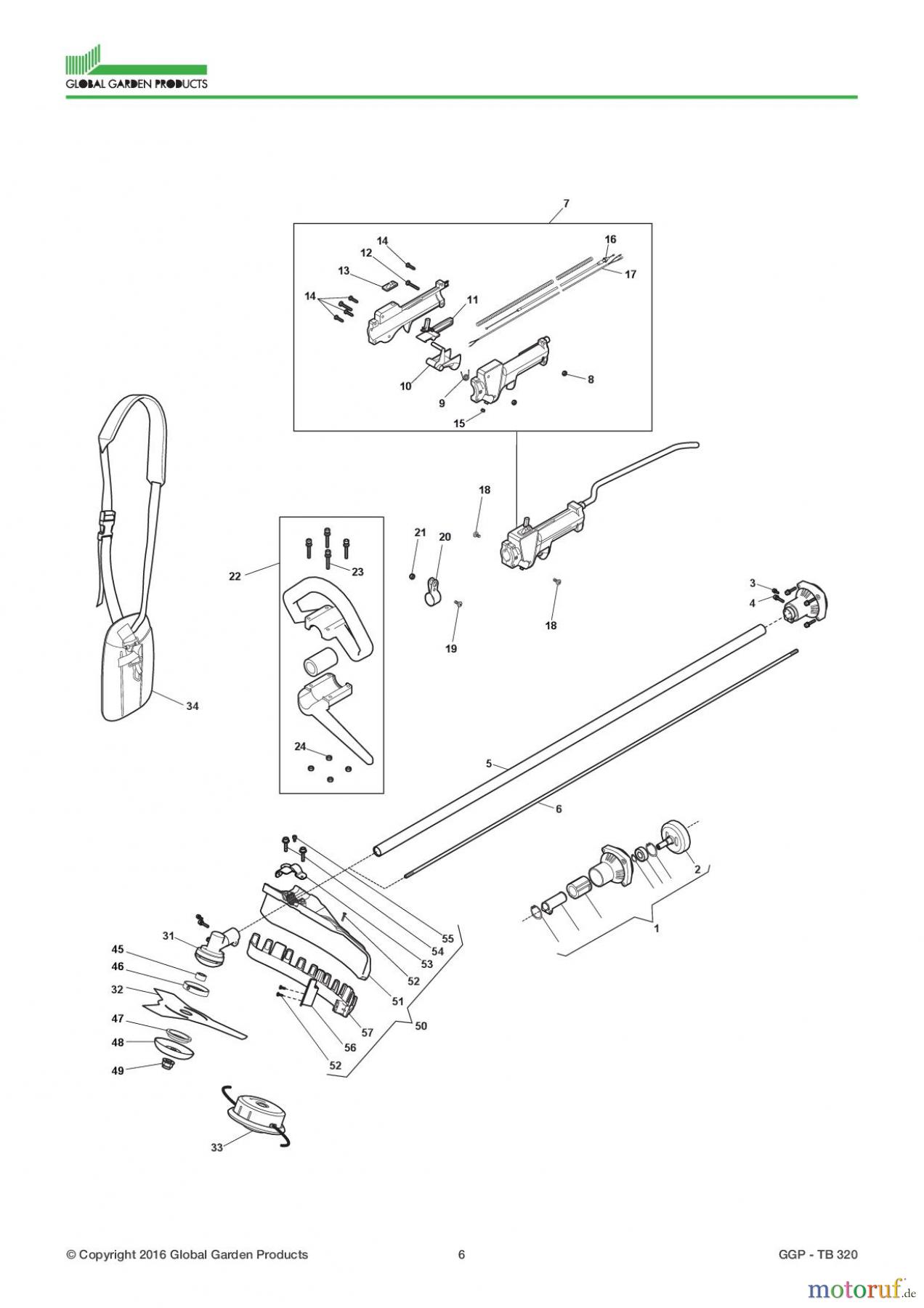  Global Garden Products GGP Motorsensen und Trimmer Benzin 2017 TB 320 Handle-Transmission