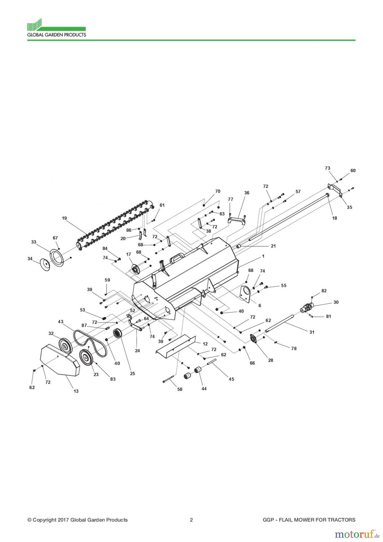  Global Garden Products GGP Zubehör für Rasentraktoren 2017 FLAIL MOWER FOR TRACTORS Flail Mower