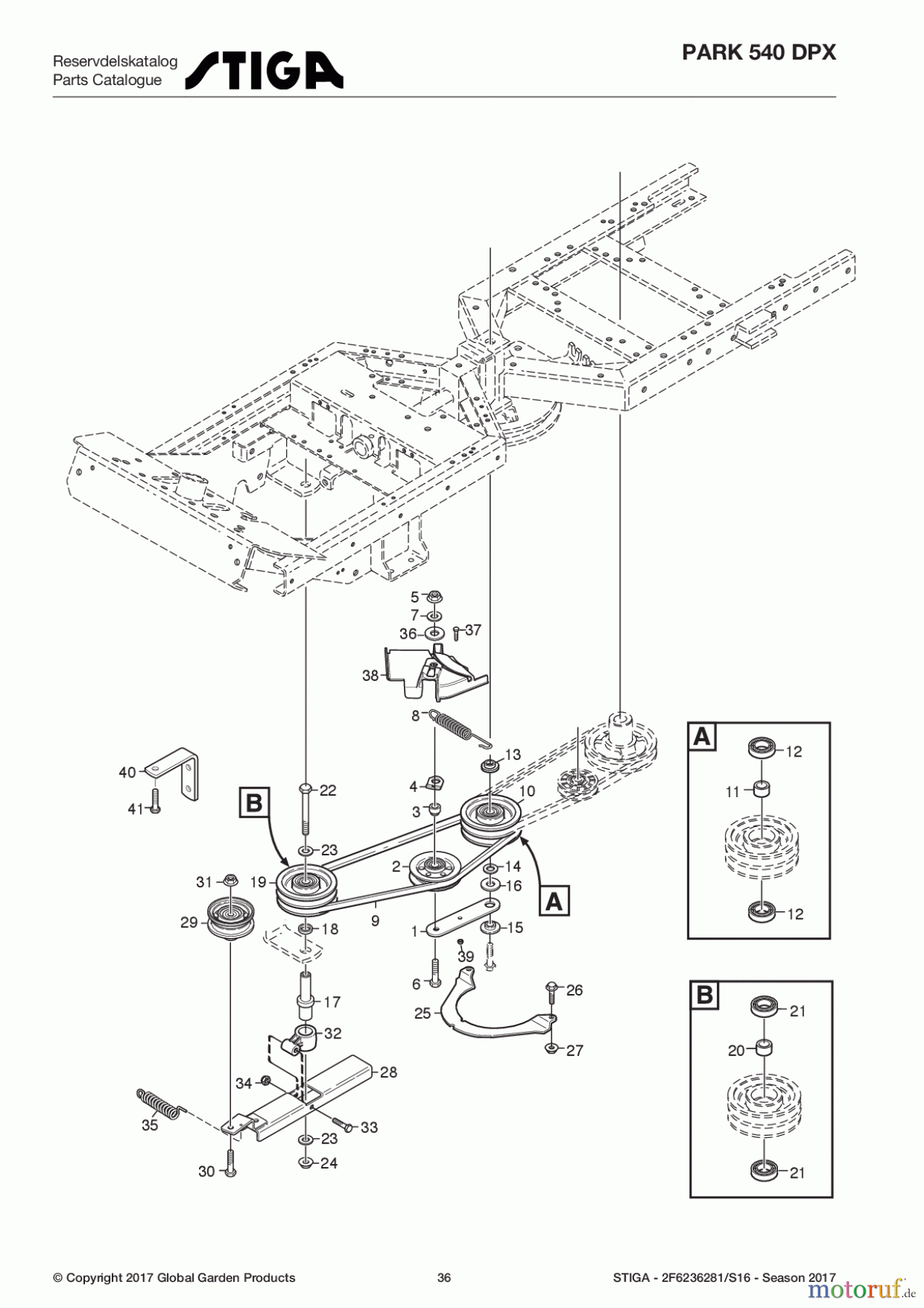  Stiga Frontmäher Grundgerät Park Consumer High 2017 Park 540 DPX 2F6236281/S16 - Season 2017 Power take-off