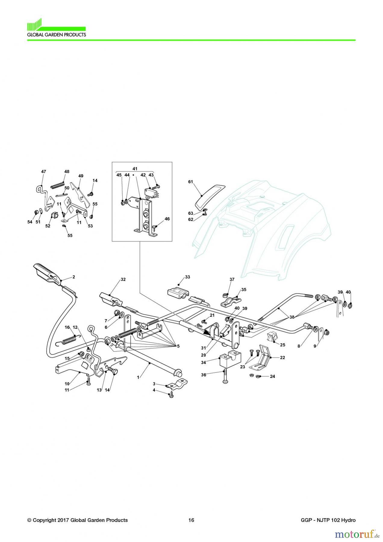  Global Garden Products GGP Aufsitzmäher Sammler Collecting 102-122cm 2017 NJTP 102 Hydro Brake And Gearbox Controls - Hydrogear