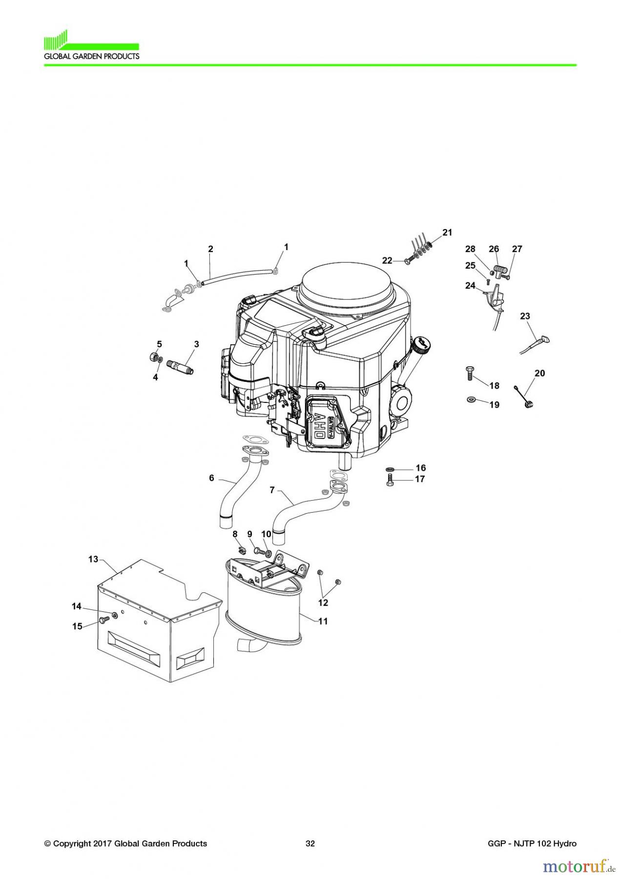  Global Garden Products GGP Aufsitzmäher Sammler Collecting 102-122cm 2017 NJTP 102 Hydro Engine - Kawasaki FS 600 V