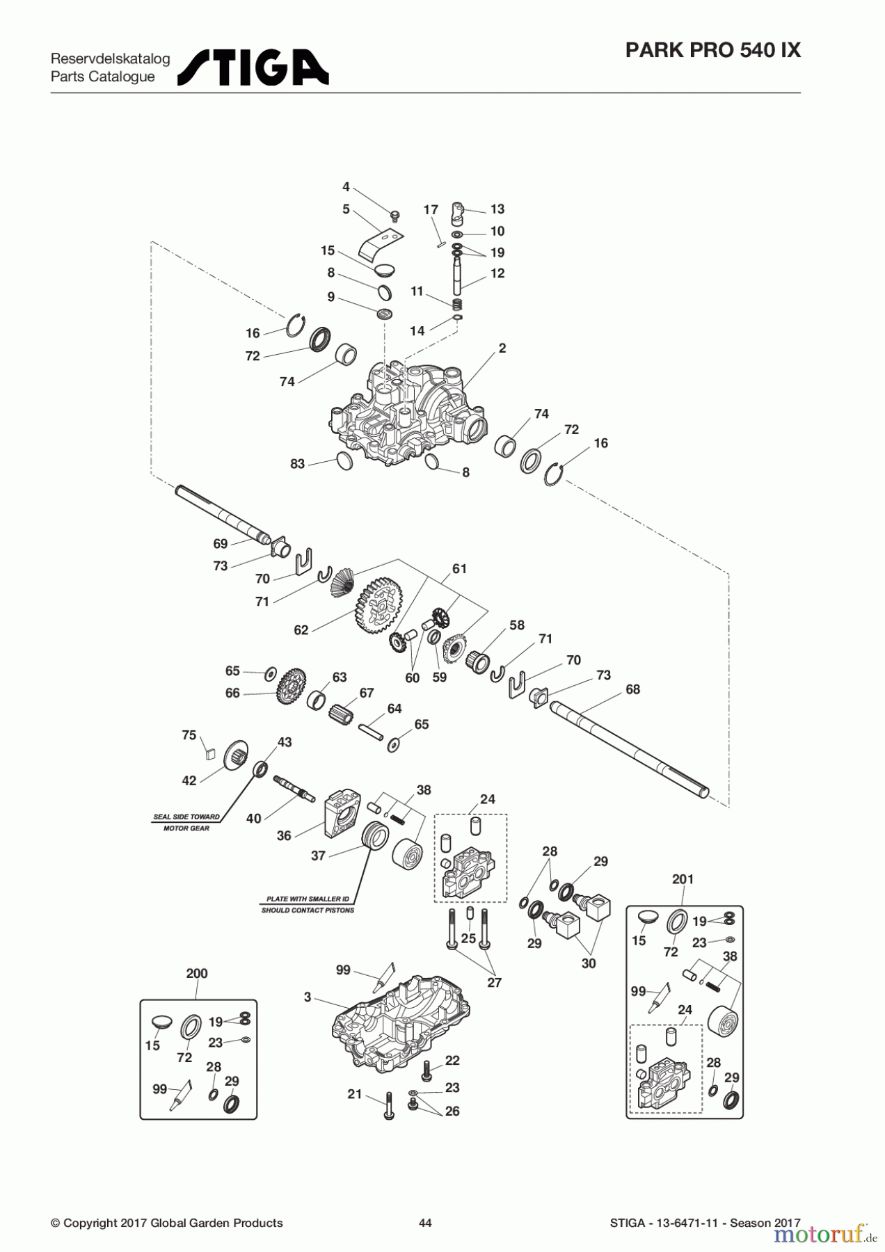  Stiga Frontmäher Baujahr 2017 Park Pro 2017 Park Pro 540 IX 13-6471-11 - Season 2017 Transmission