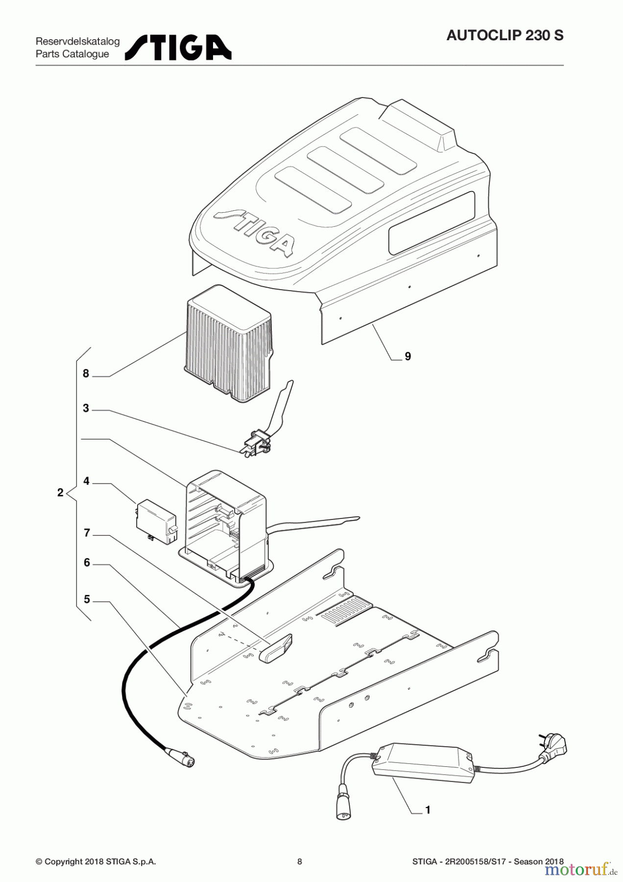  Stiga Mähroboter Baujahr 2017 Autoclip 200 2017 Autoclip 230 S 2R2005158/S17 - Season 2018 Recharging Base