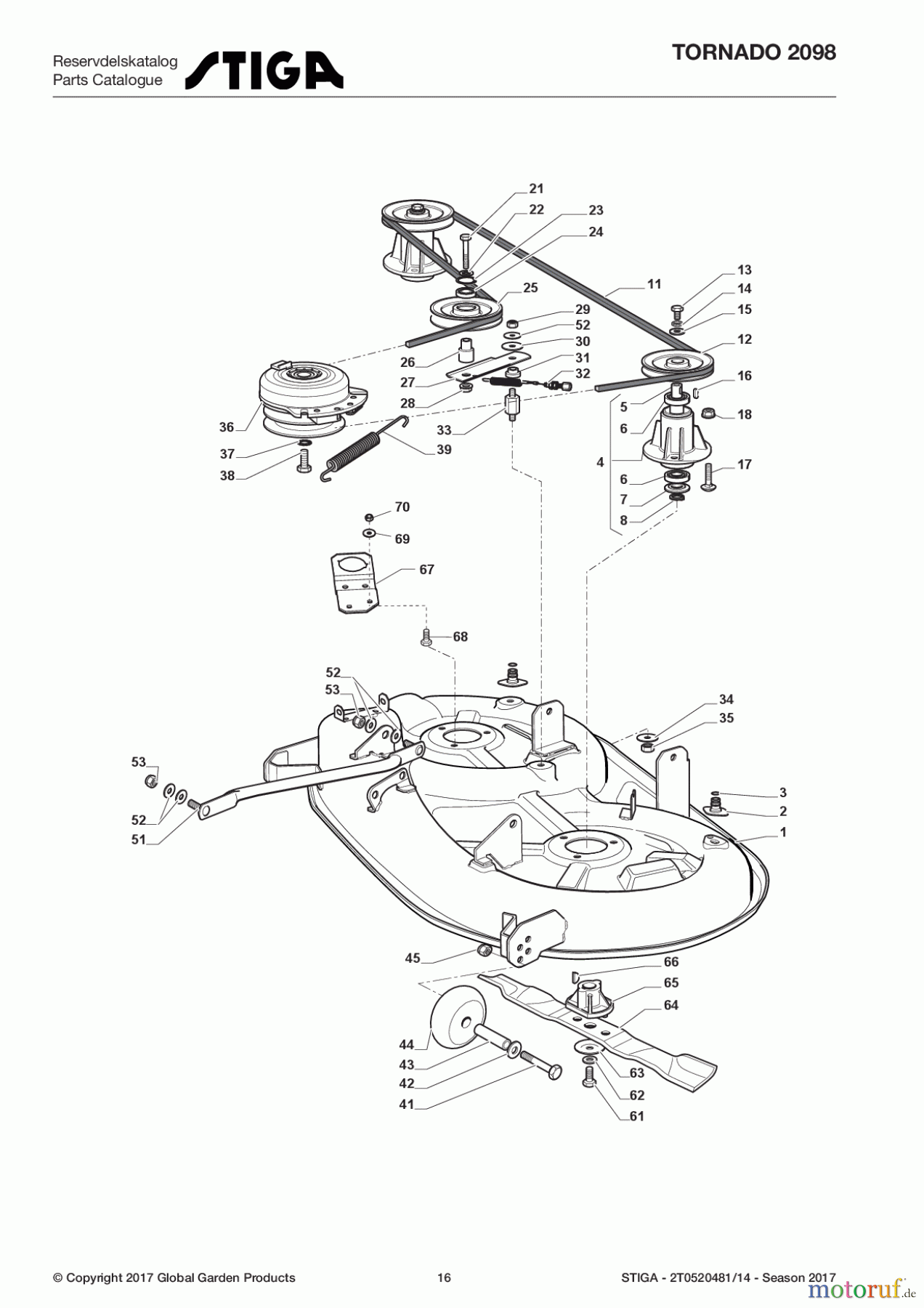  Stiga Rasentraktoren Estate, Tornado tractors 98 cm Seitenauswurf 2017 TORNADO 2098 2T0520481/14 - Season 2017 Cutting Plate