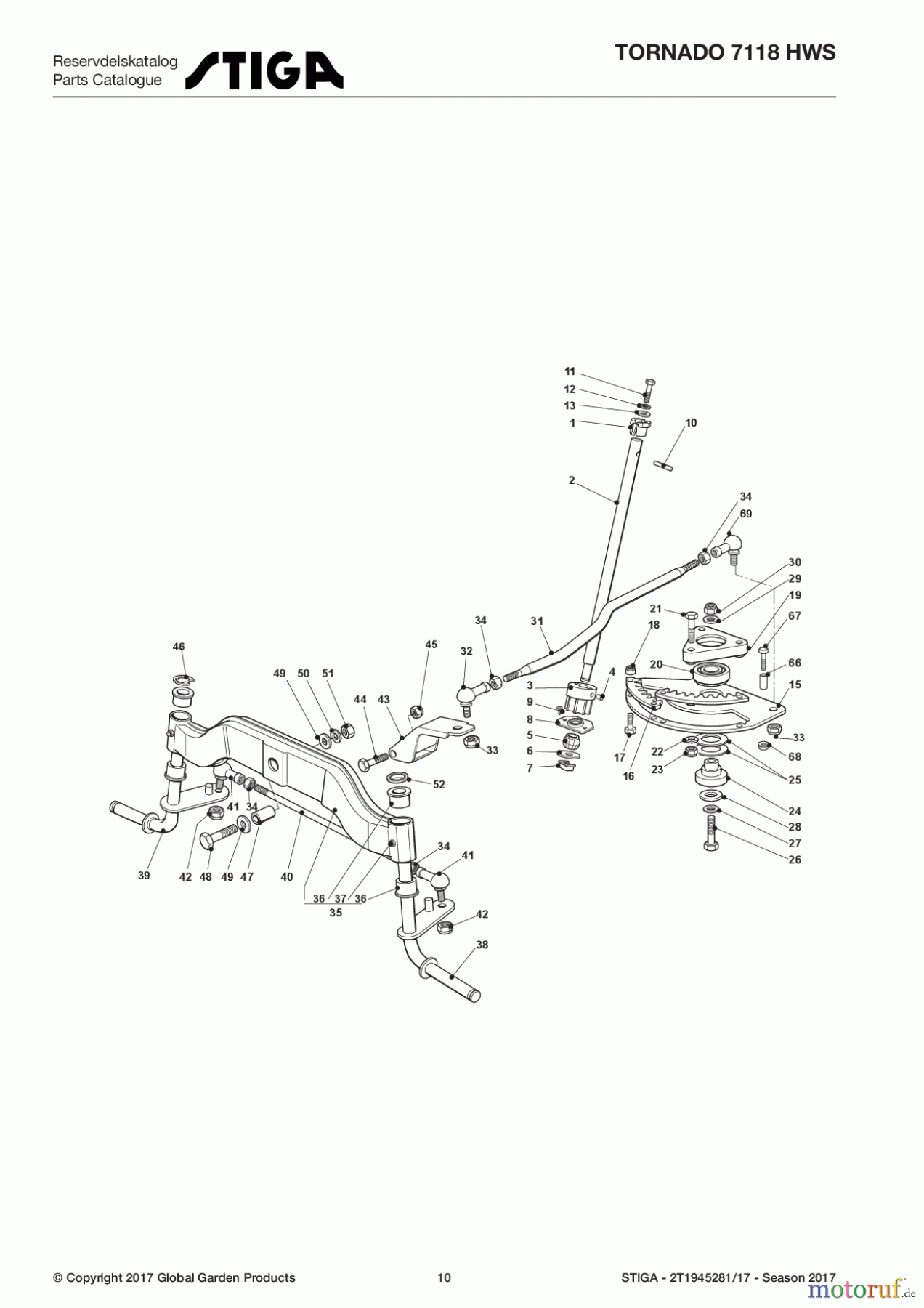  Stiga Rasentraktoren Estate, Tornado tractors 118 cm Seitenauswurf Baujahr 2017 TORNADO 7118 HWS 2T1945281/17 - Season 2017 Steering