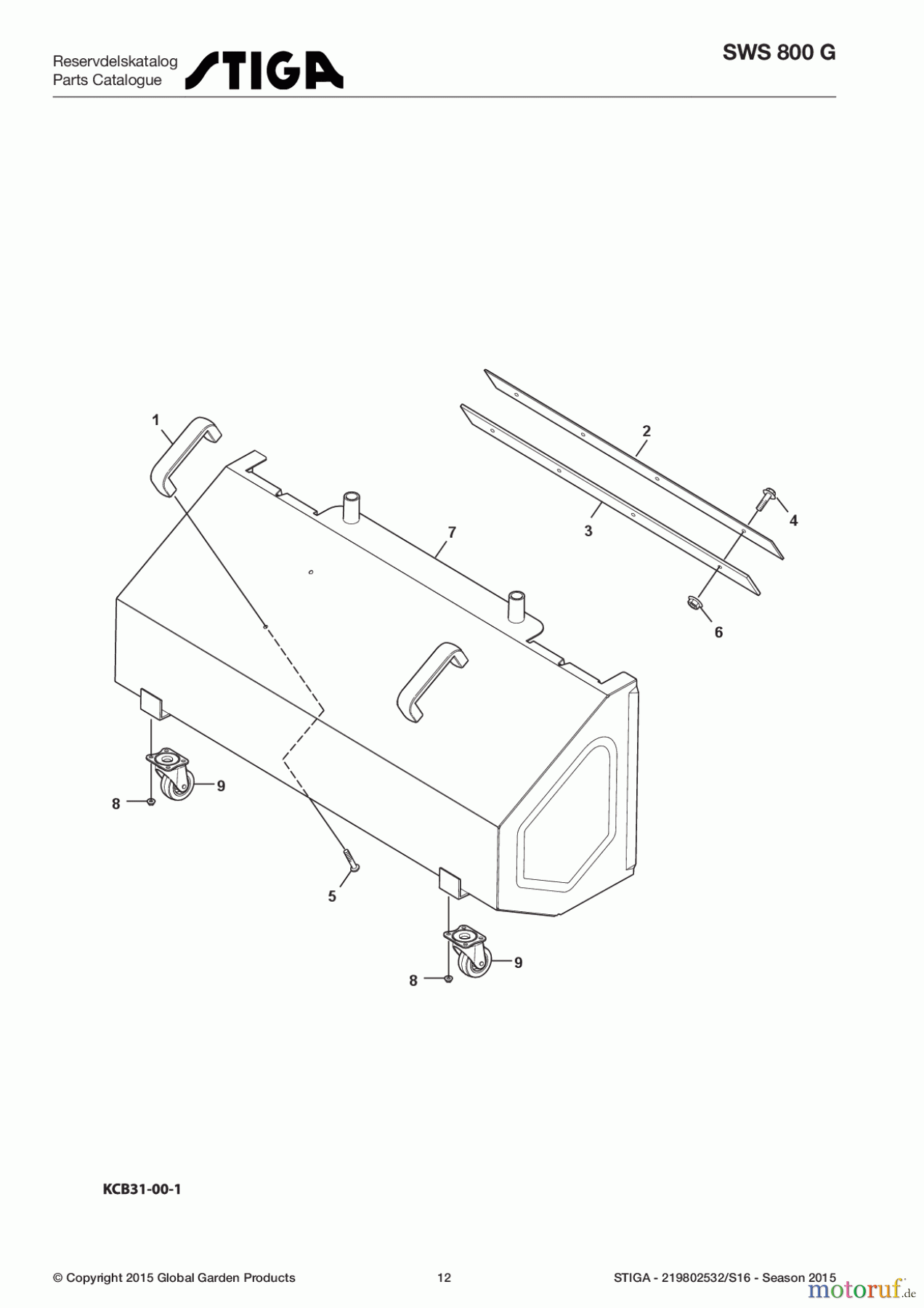  Stiga Schneefräsen Kehrmaschinen Benzin 2017 SWS 800 G 219802532/S16 - Season 2017 Collecting Box