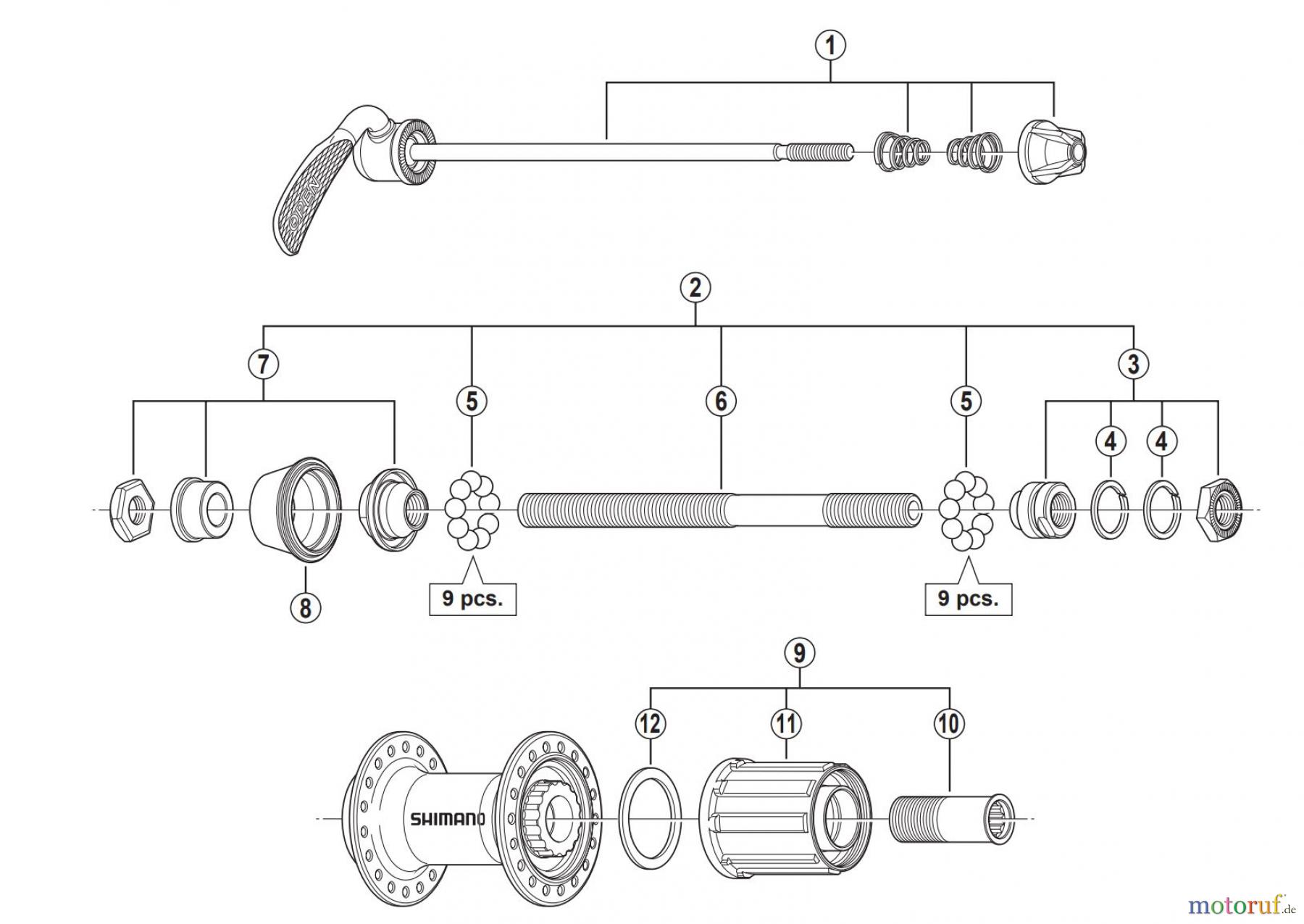  Shimano FH Free Hub - Freilaufnabe FH-RM70 Freehub (8/9/10-Speed)