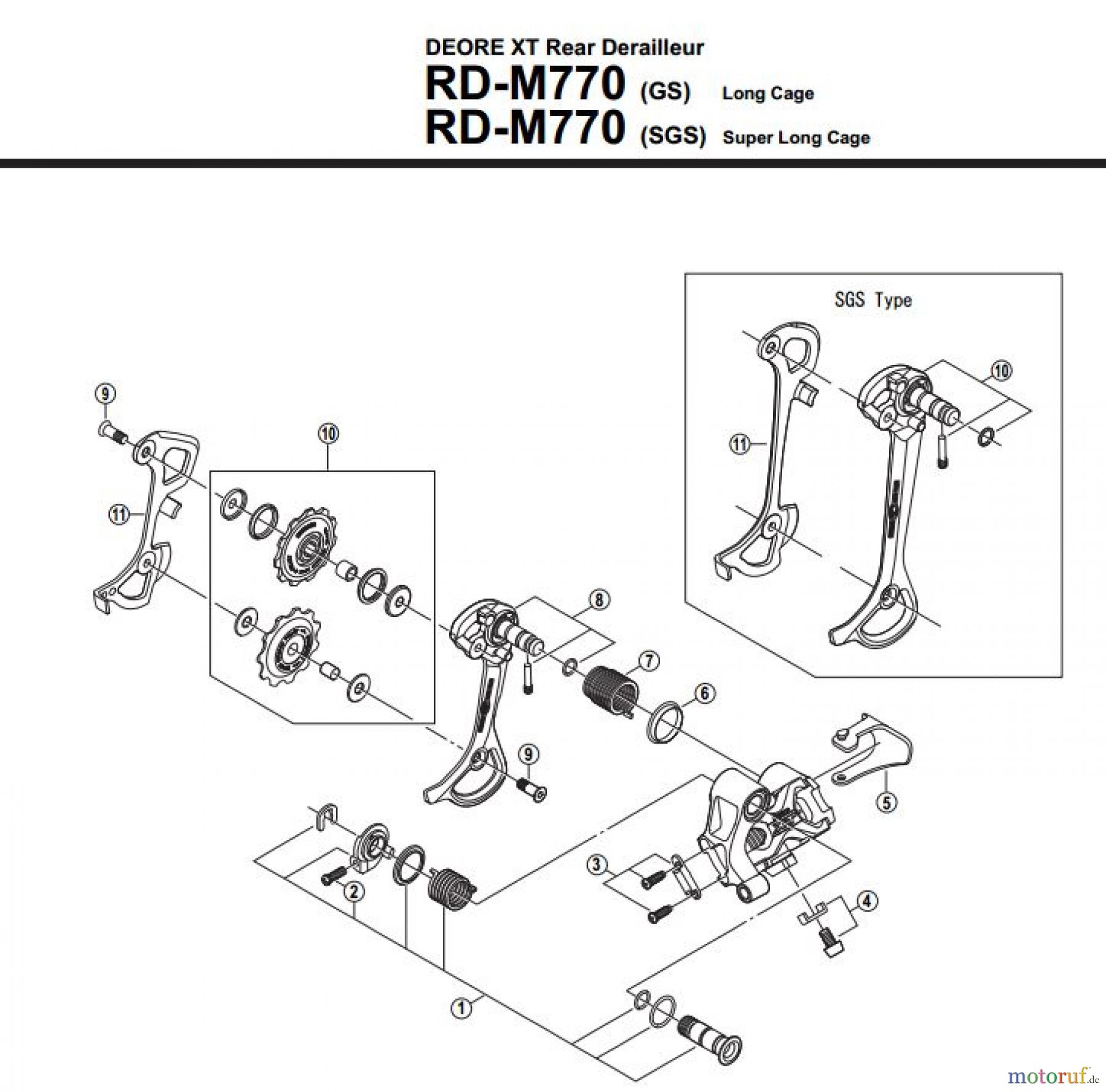  Shimano RD Rear Derailleur - Schaltwerk RD-M770-2705