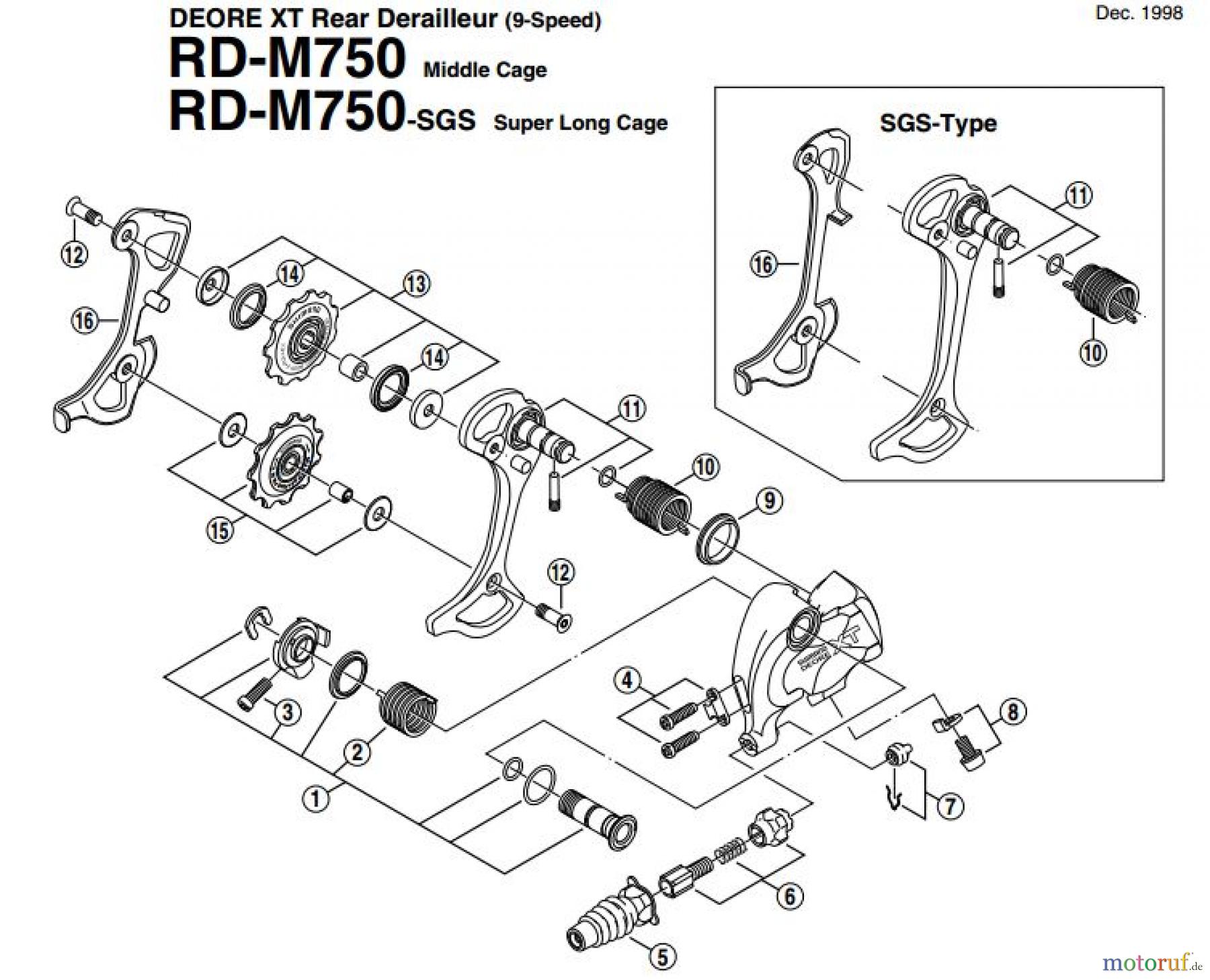  Shimano RD Rear Derailleur - Schaltwerk RD-M750