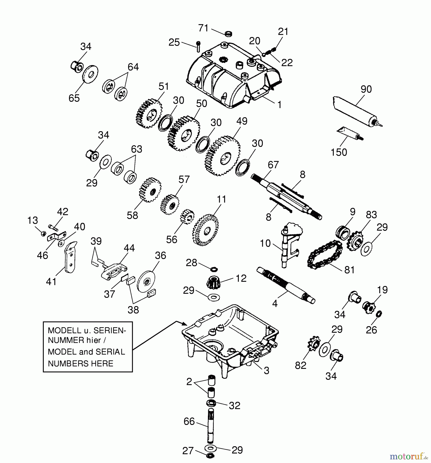  Wolf-Garten Scooter OHV 3 6990000 Serie A, B  (1998) Getriebe
