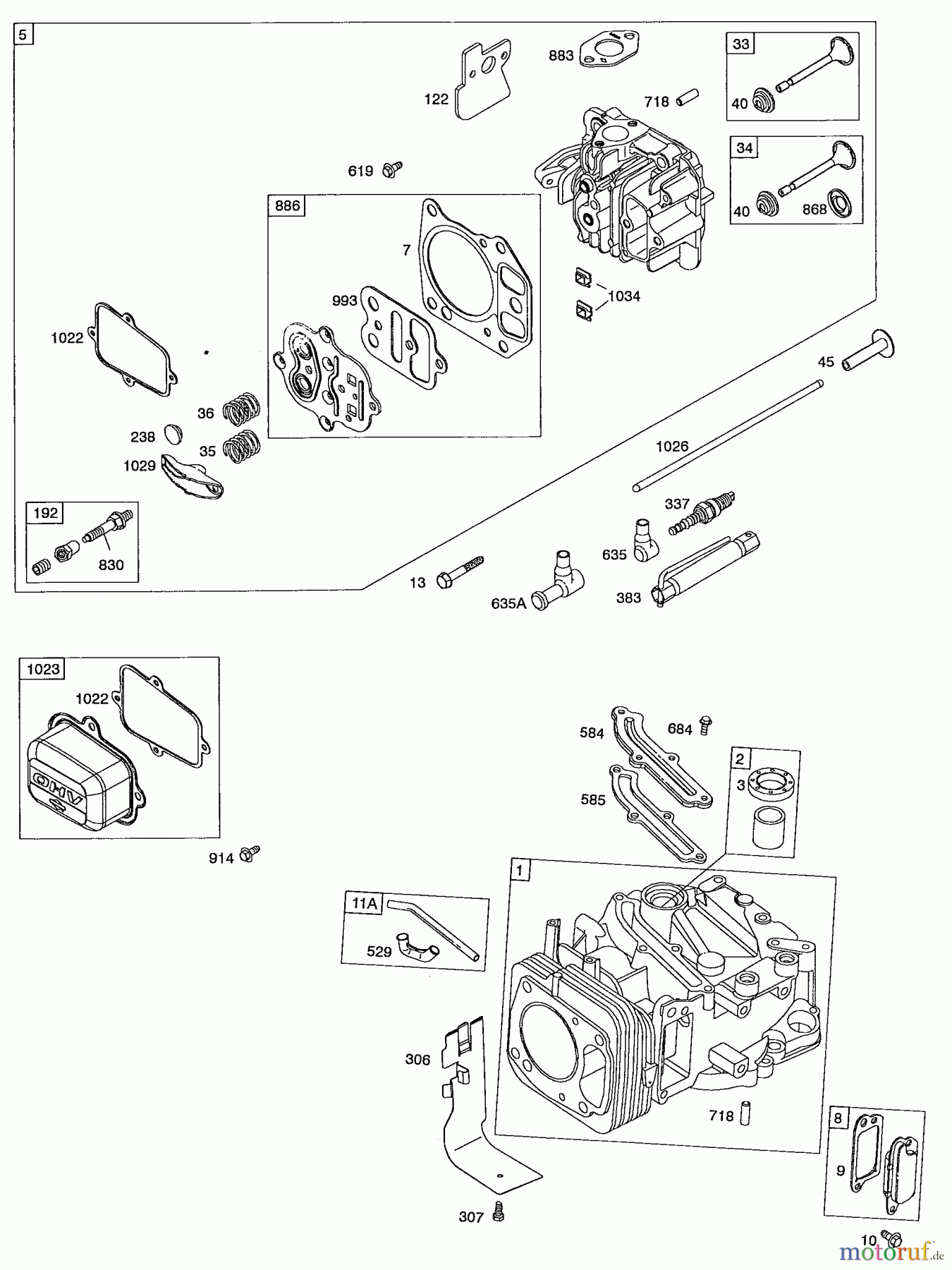  Wolf-Garten Benzinmotoren Briggs&Stratton Intek Edge OHV 825 2057000  (1998) Kurbelgehäuse, Zylinderkopf