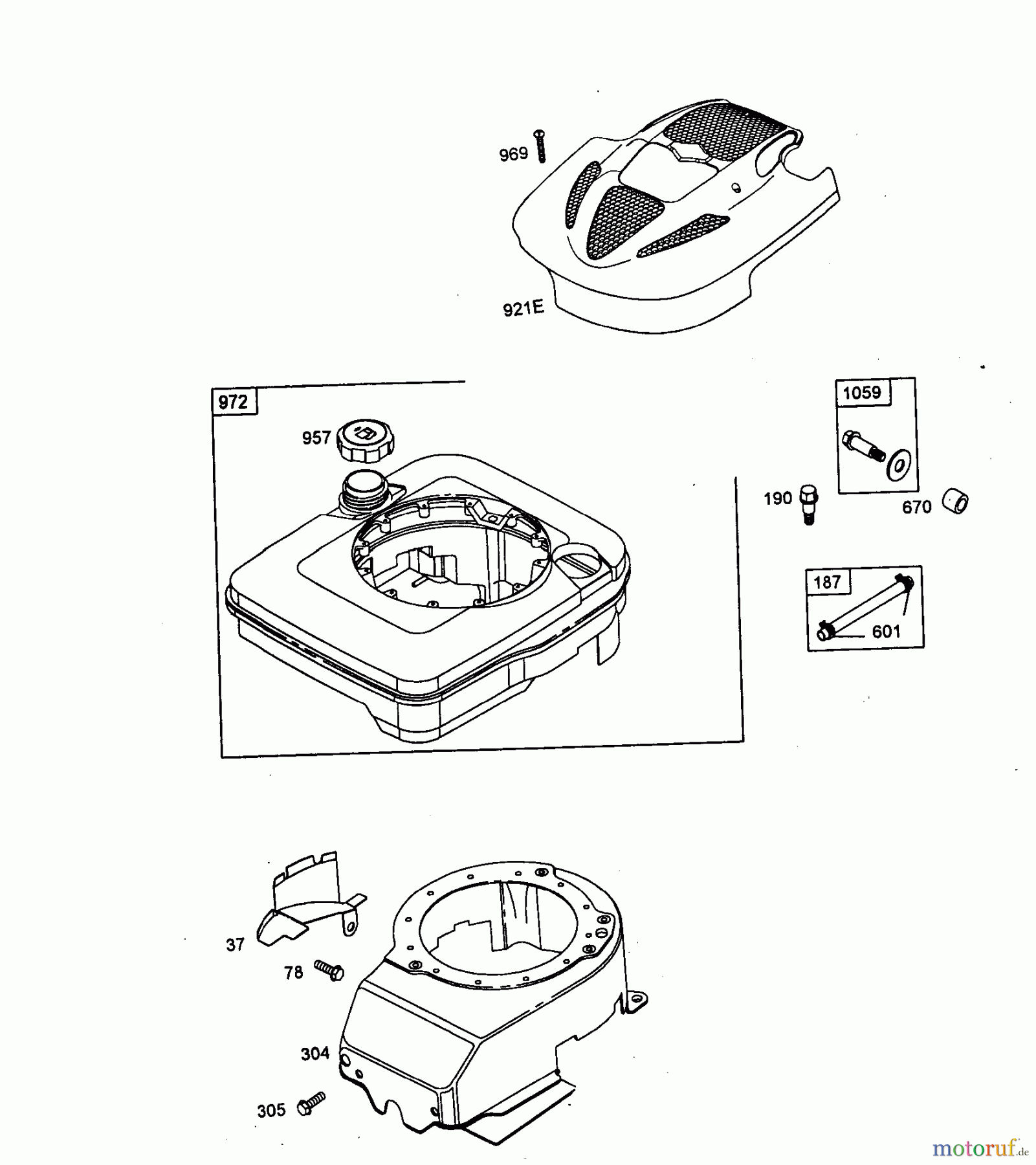  Wolf-Garten Benzinmotoren Briggs&Stratton Quantum XLS 50 Modular 2069098  (2006) Gebläsegehäuse, Tank