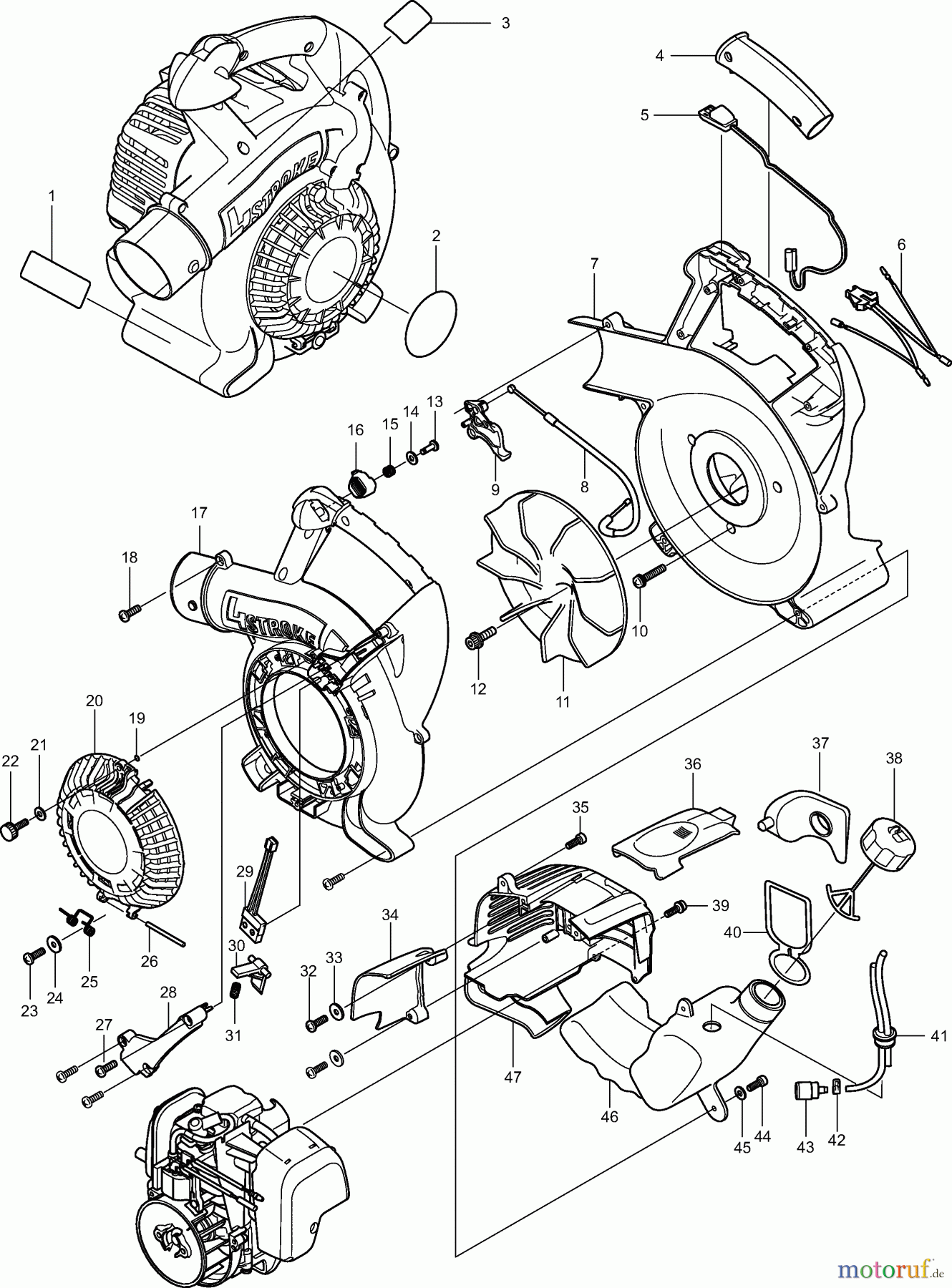  Dolmar Blasgeräte Benzin PB2524 1  Gebläsegehäuse, Tank