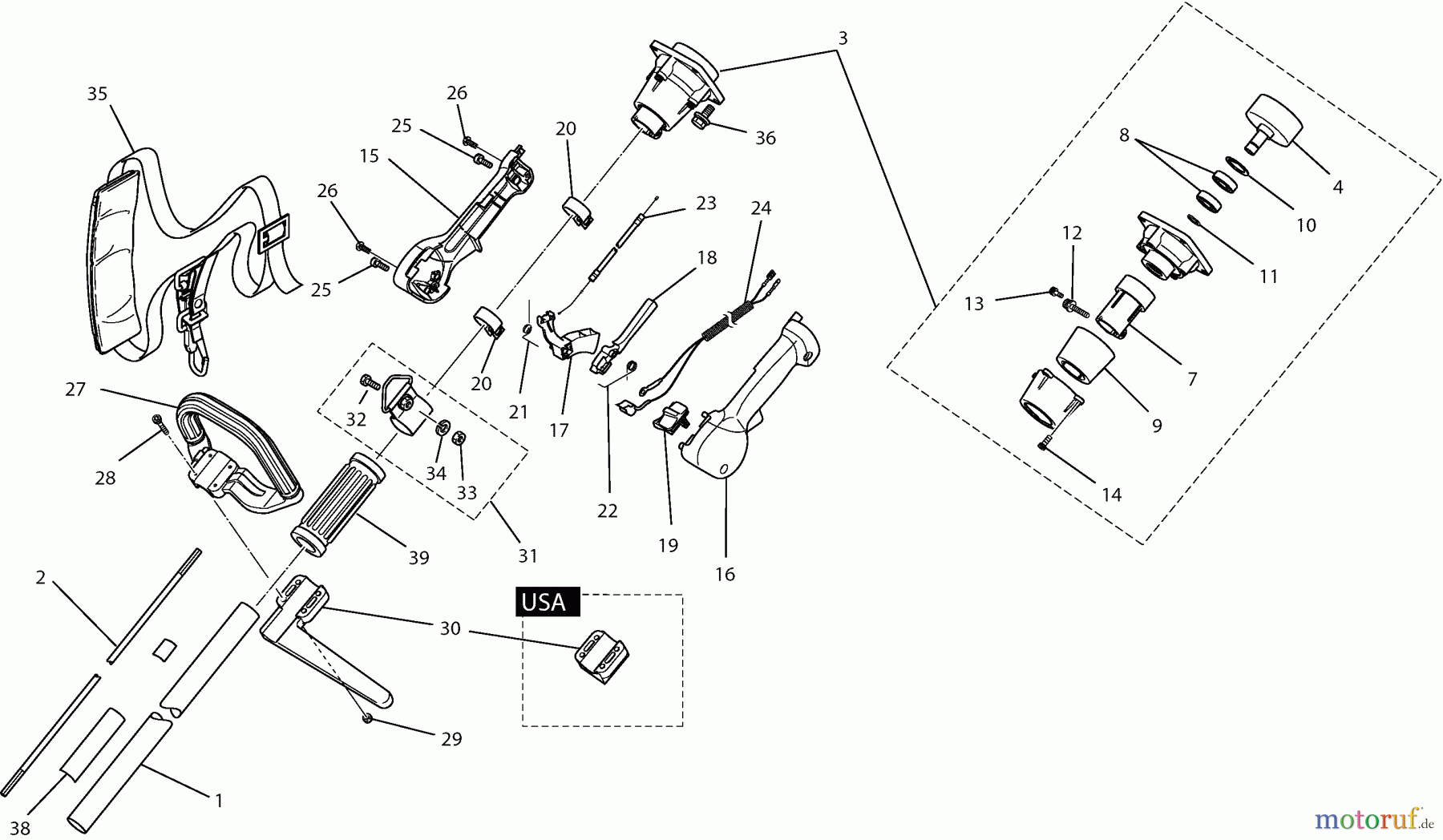  Dolmar Motorsensen & Trimmer Benzin 2-Takt MS-260 C (USA) 12,1  C - Schaftrohr, Handgriff