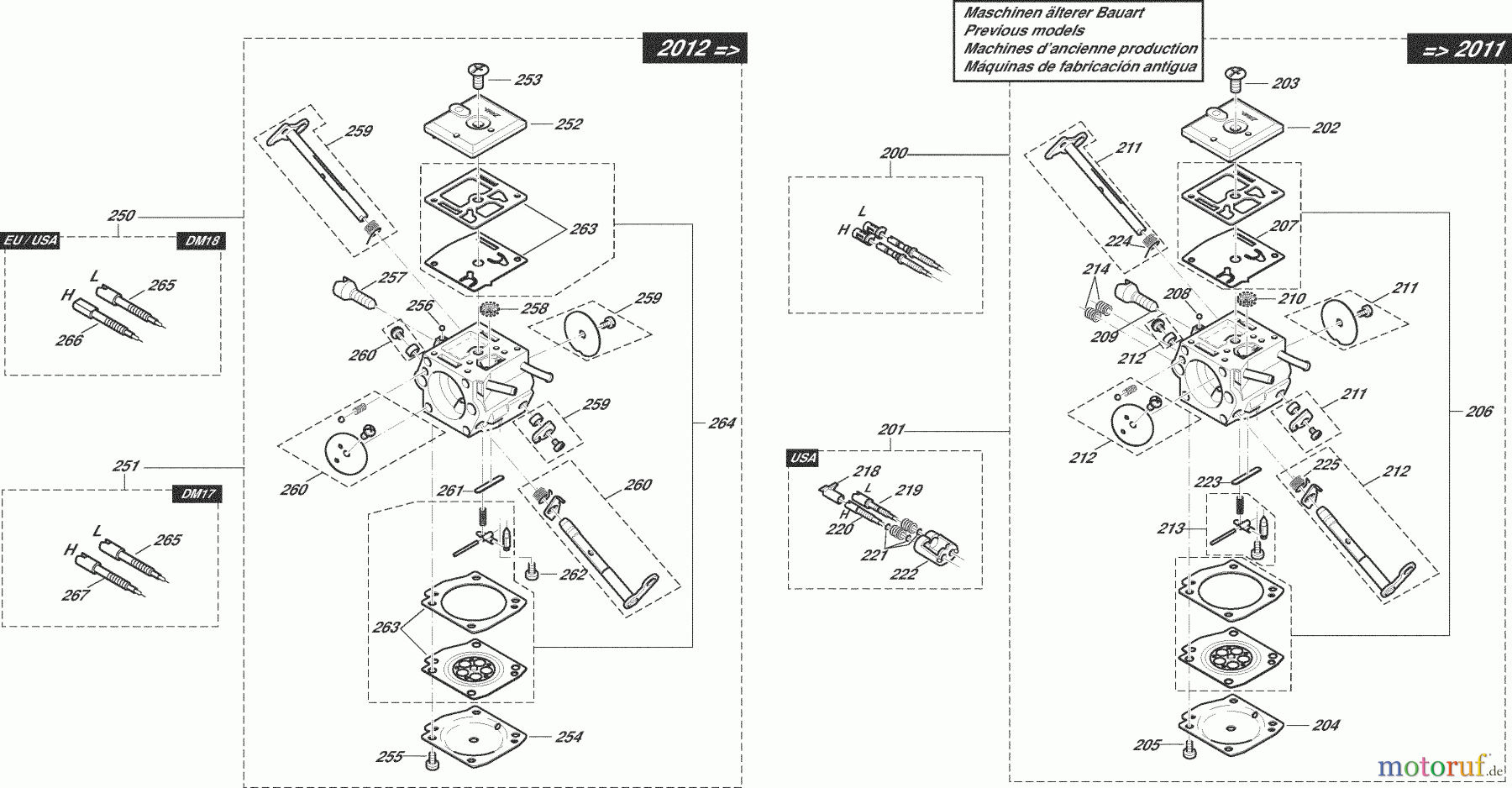  Dolmar Kettensägen Benzin Kettensäge PS-7300 (USA,CDN) 7  Vergaser