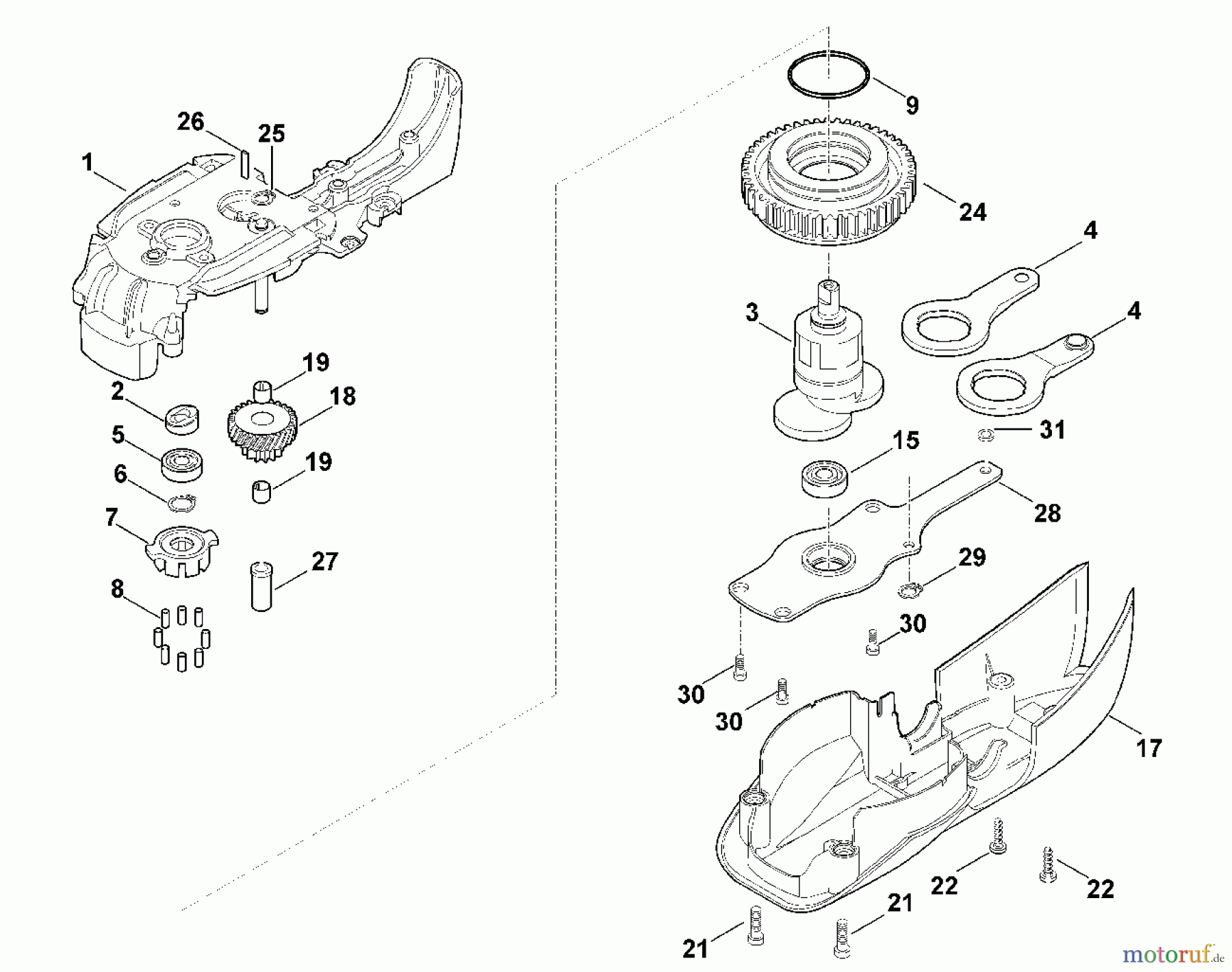  Viking Handgeführte Elektrogeräte Heckenscheren Elektro HE 810 B - Untersetzungsgetriebe