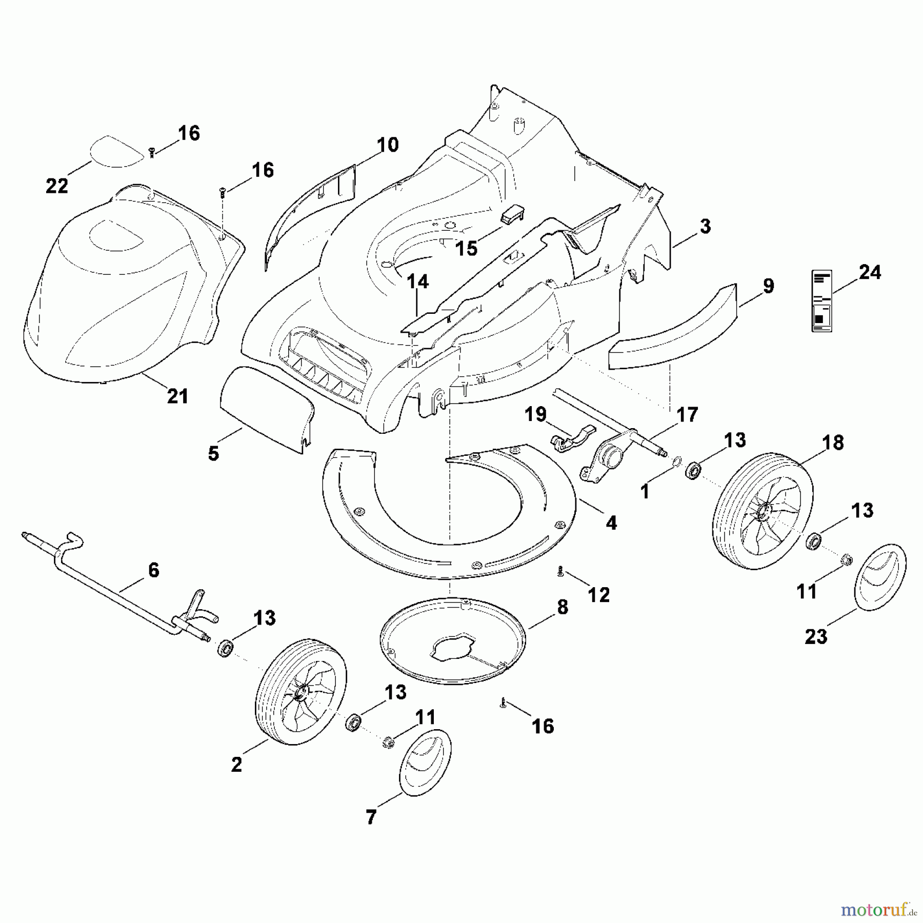  Viking Rasenmäher Elektrorasenmäher ME 545.1 C - Gehäuse, Fahrwerk