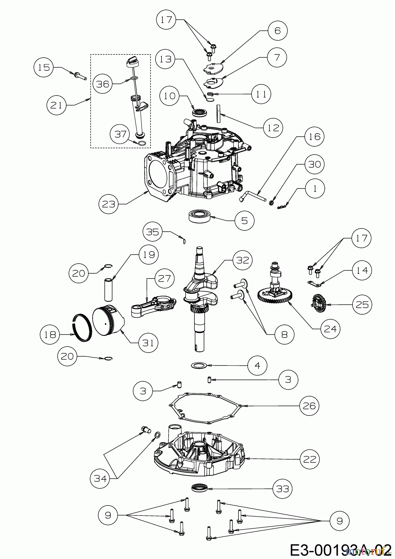  MTD-Motoren Vertikal 5X70RHA 752Z5X70RHA  (2018) Kolben, Kurbelwelle, Nockenwelle, Pleuel