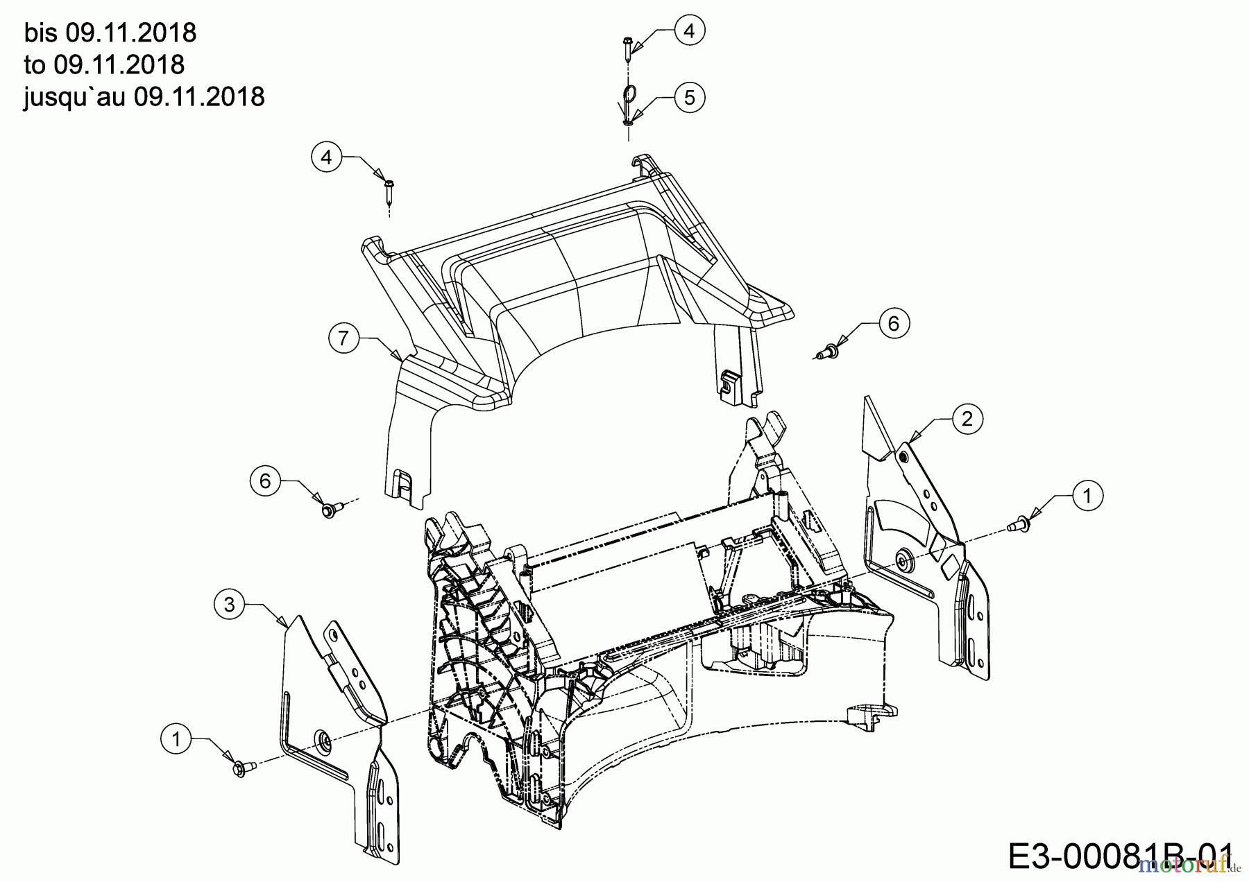  Cub Cadet Motormäher mit Antrieb LM3 CR53S 12CBPV5L603 (2019) Abdeckung hinten, Holmbraketten (1)