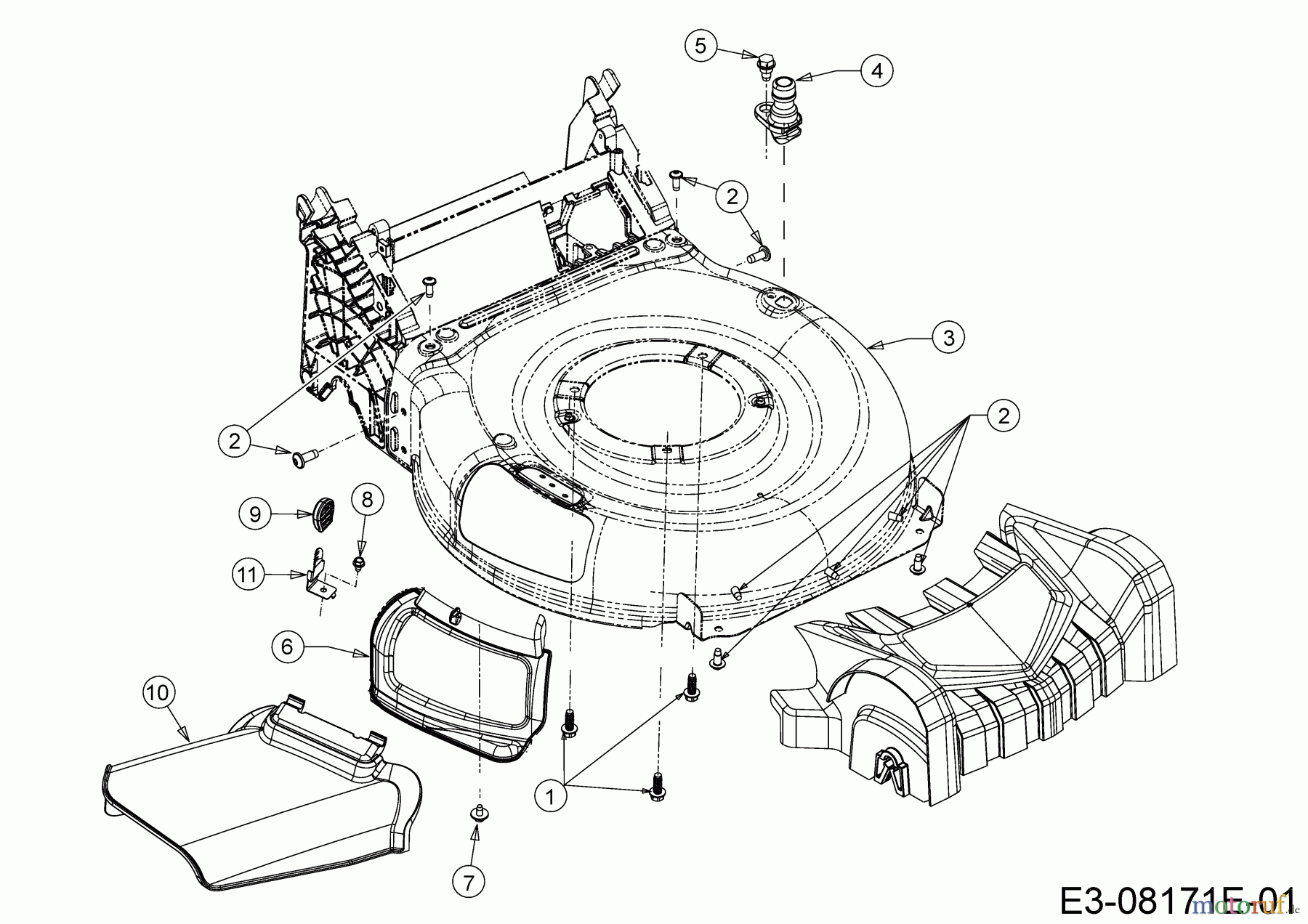  Cub Cadet Motormäher mit Antrieb LM3 CRC46S 12BBTVSC603 (2019) Deflektor, Mähwerksgehäuse, Mulchklappe, Waschdüse