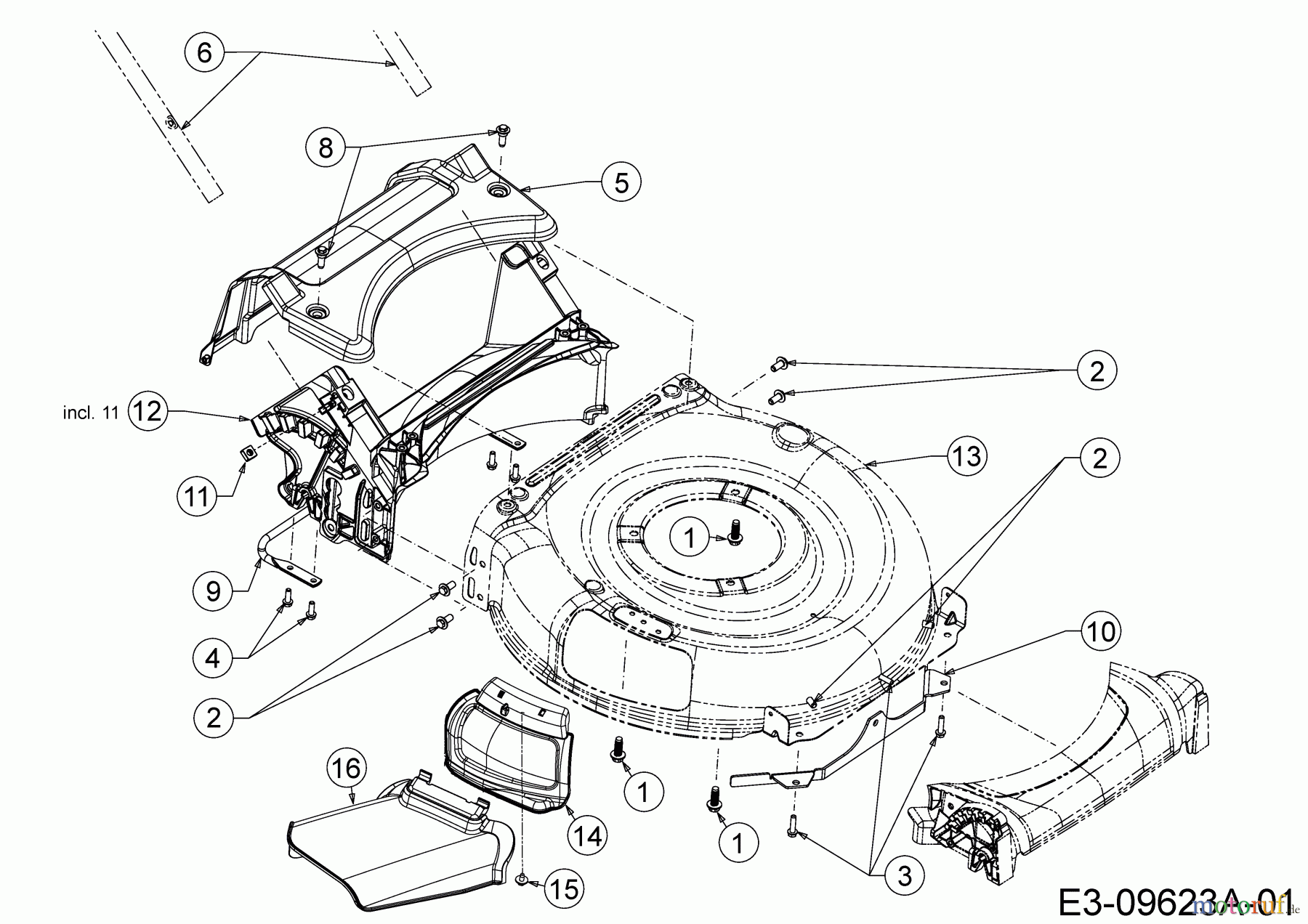  Cub Cadet Motormäher mit Antrieb CC 53 MSPO 12A-A0KC603  (2020) Deflektor, Leitstück hinten, Mähwerksgehäuse, Mulchklappe