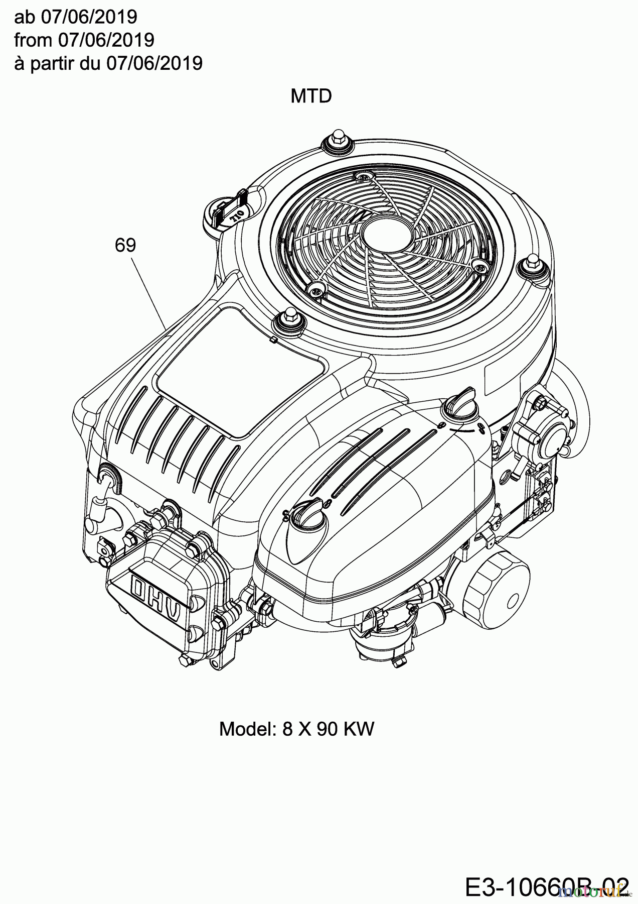  Cub Cadet Rasentraktoren XT1 OR95 13C8A1CB603  (2020) Motor MTD