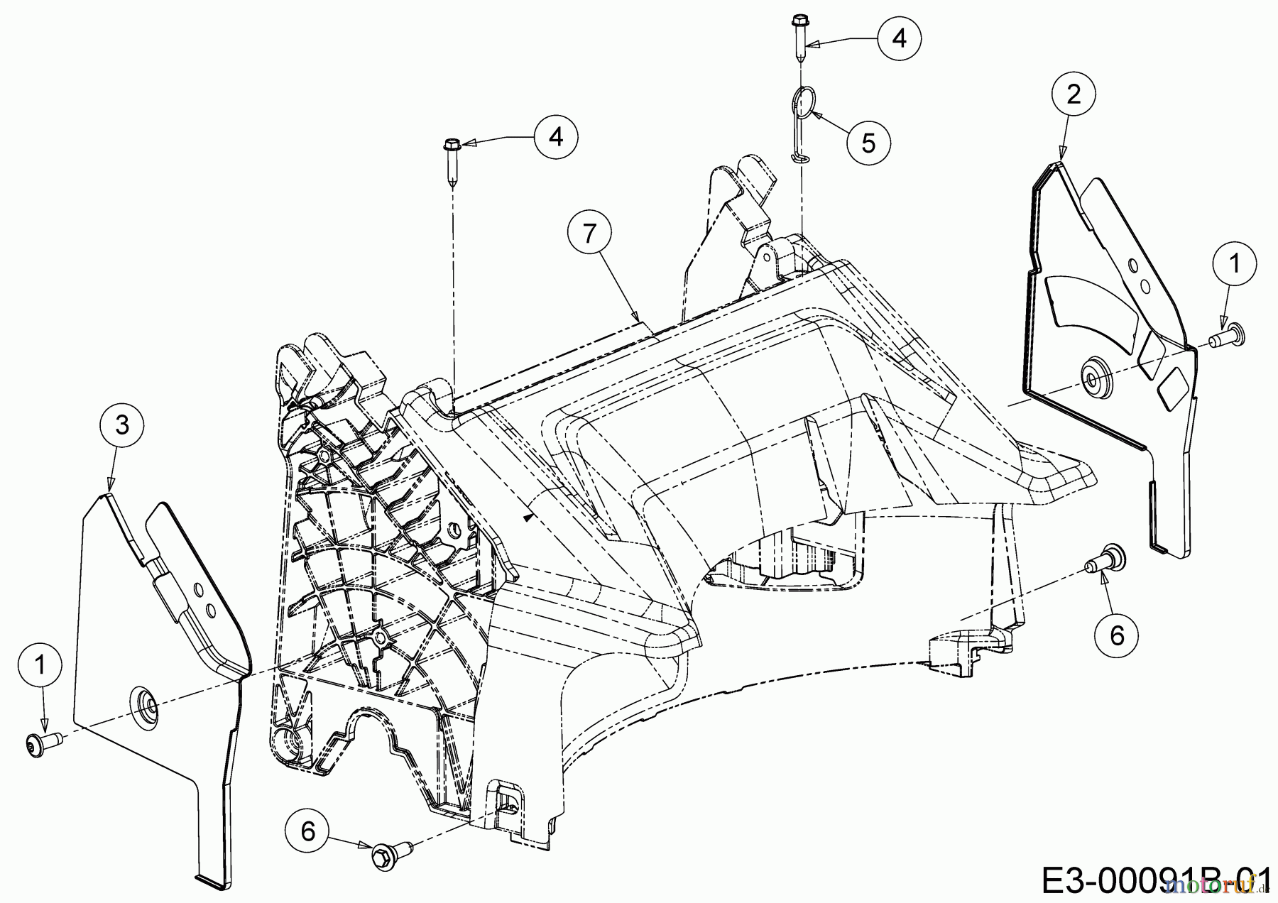  Cub Cadet Motormäher LM1 AP46 11C-TQMG603 (2022) Abdeckung hinten, Holmbraketten