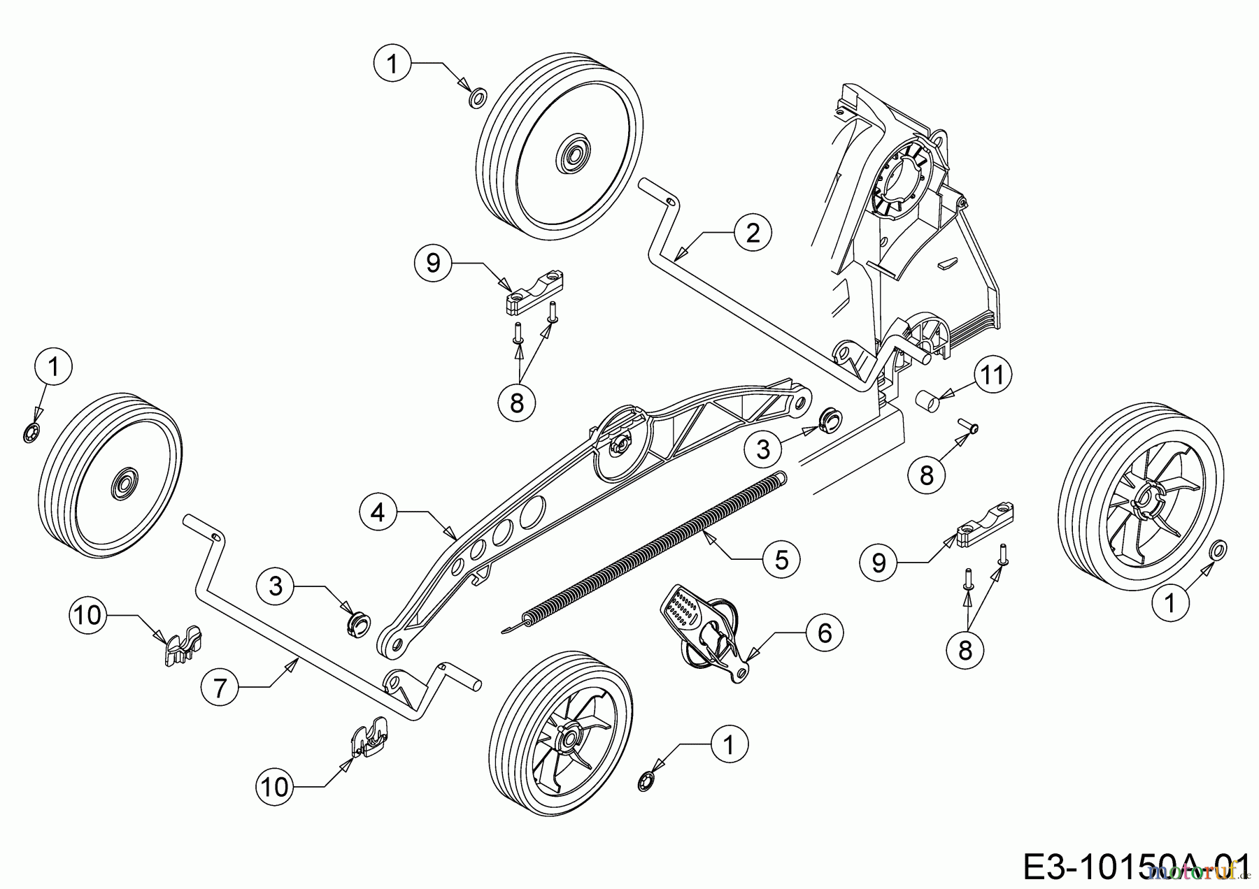  Wolf-Garten Elektromäher Expert 40 E 18BWH1K-C50  (2013) Achse, Höhenverstellung