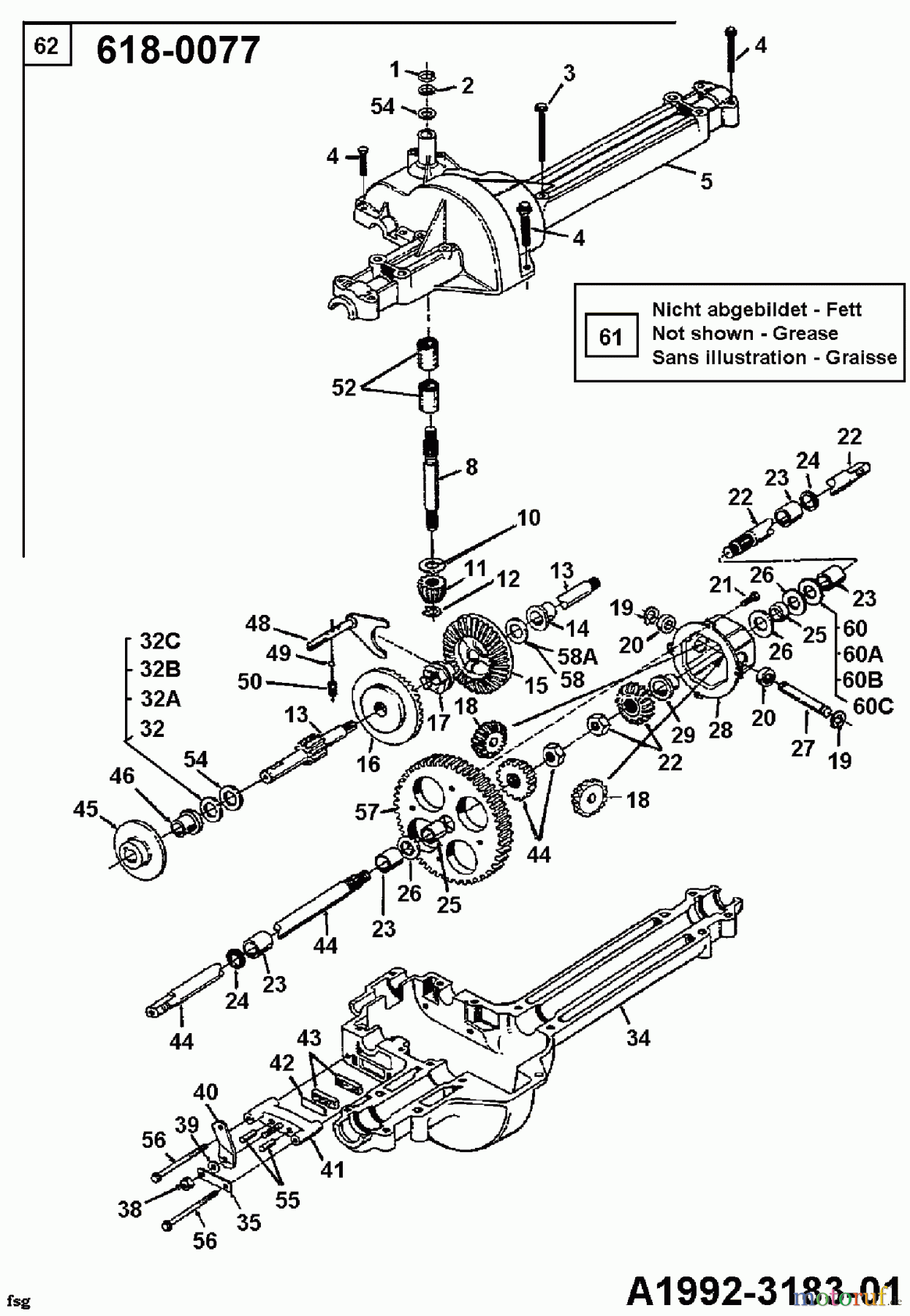  Gardol Rasentraktoren 12/91 133I471E668  (1993) Getriebe 618-0077