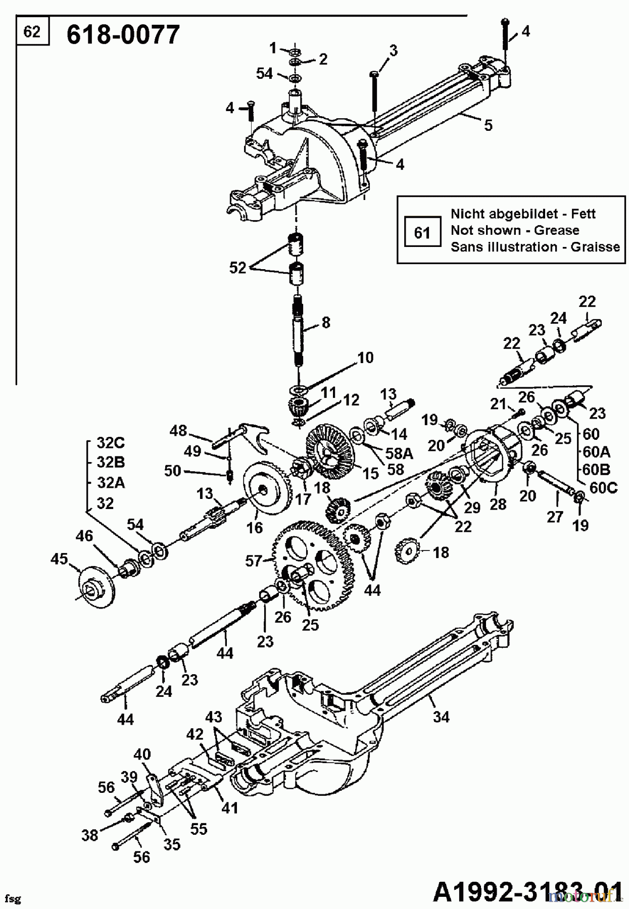  Motec Rasentraktoren GT 12 LR 132-451E632  (1992) Getriebe 618-0077