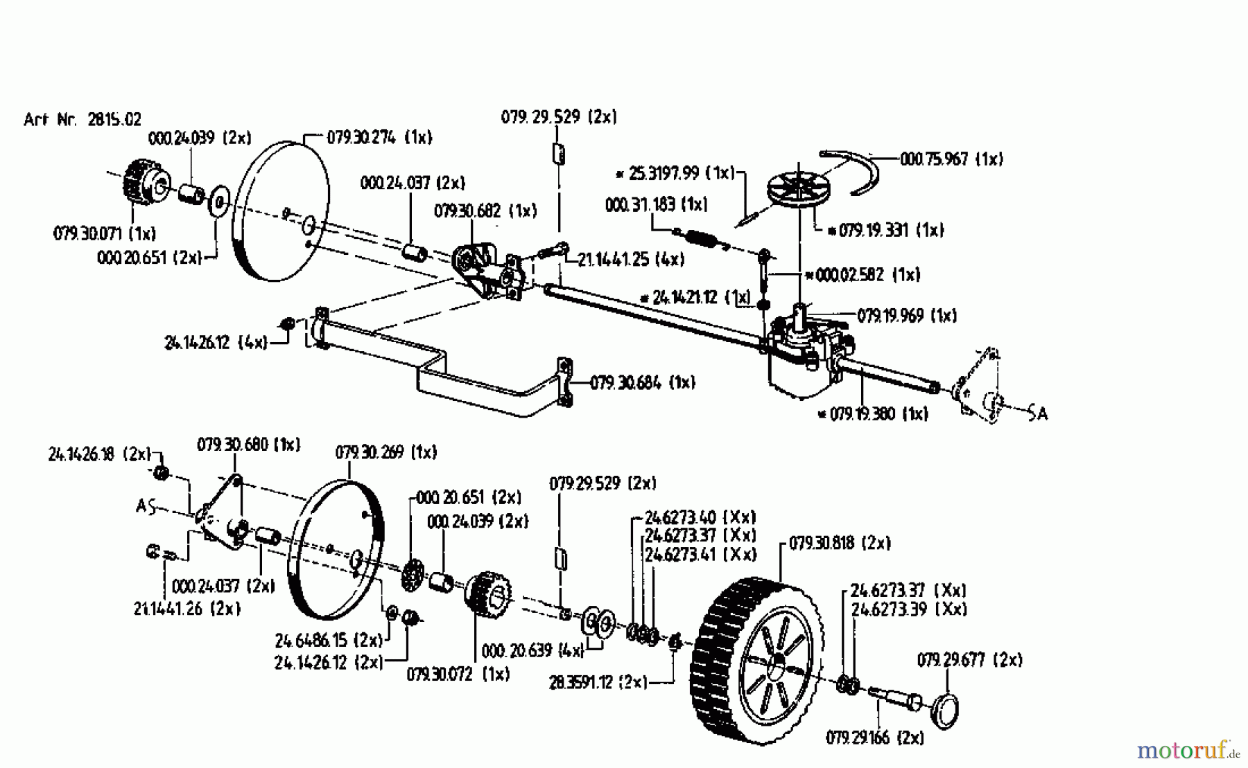  Gutbrod Motormäher mit Antrieb HB 48 REL 02815.02  (1993) Getriebe, Räder