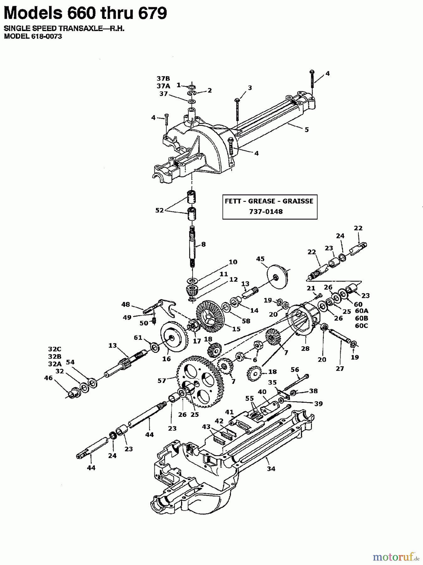  Columbia Rasentraktoren 112/960 N 132-650F626  (1992) Getriebe