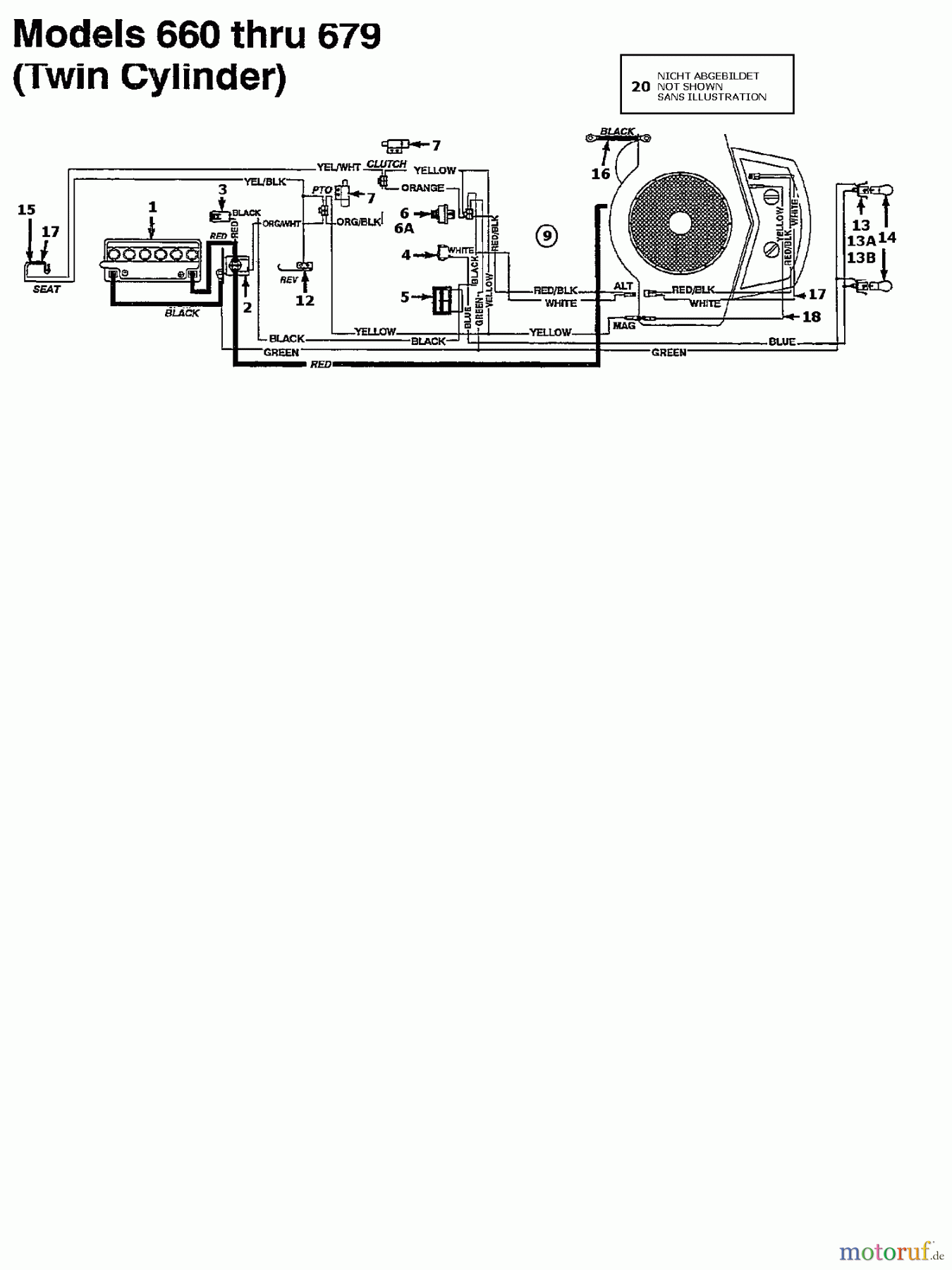  Florica Rasentraktoren 12/76 HN 135K671C638  (1995) Schaltplan 2 Zylinder