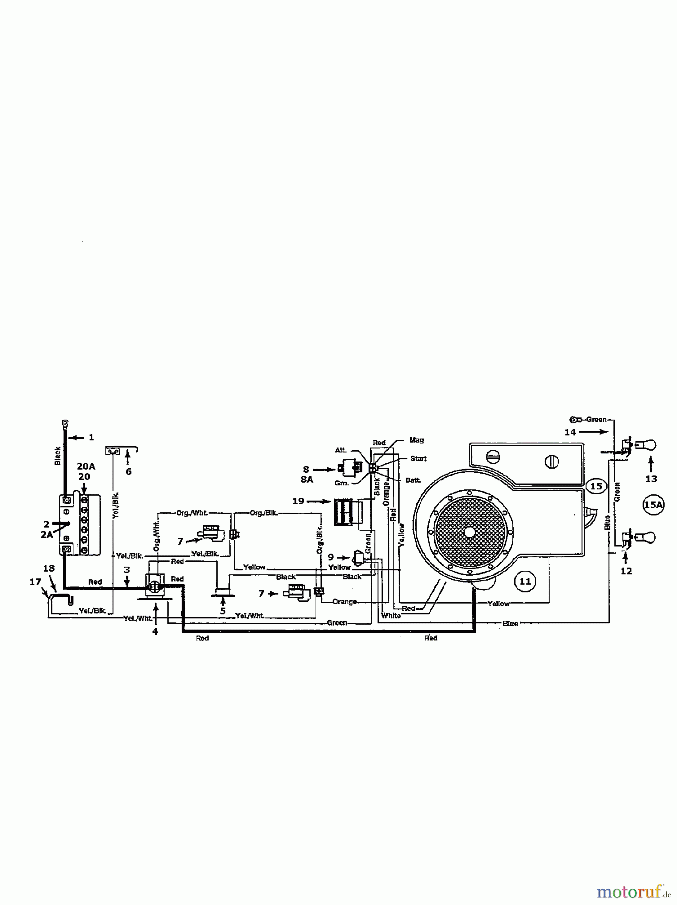  MTD Rasentraktoren J 130 04207.01  (1996) Schaltplan Einzylinder