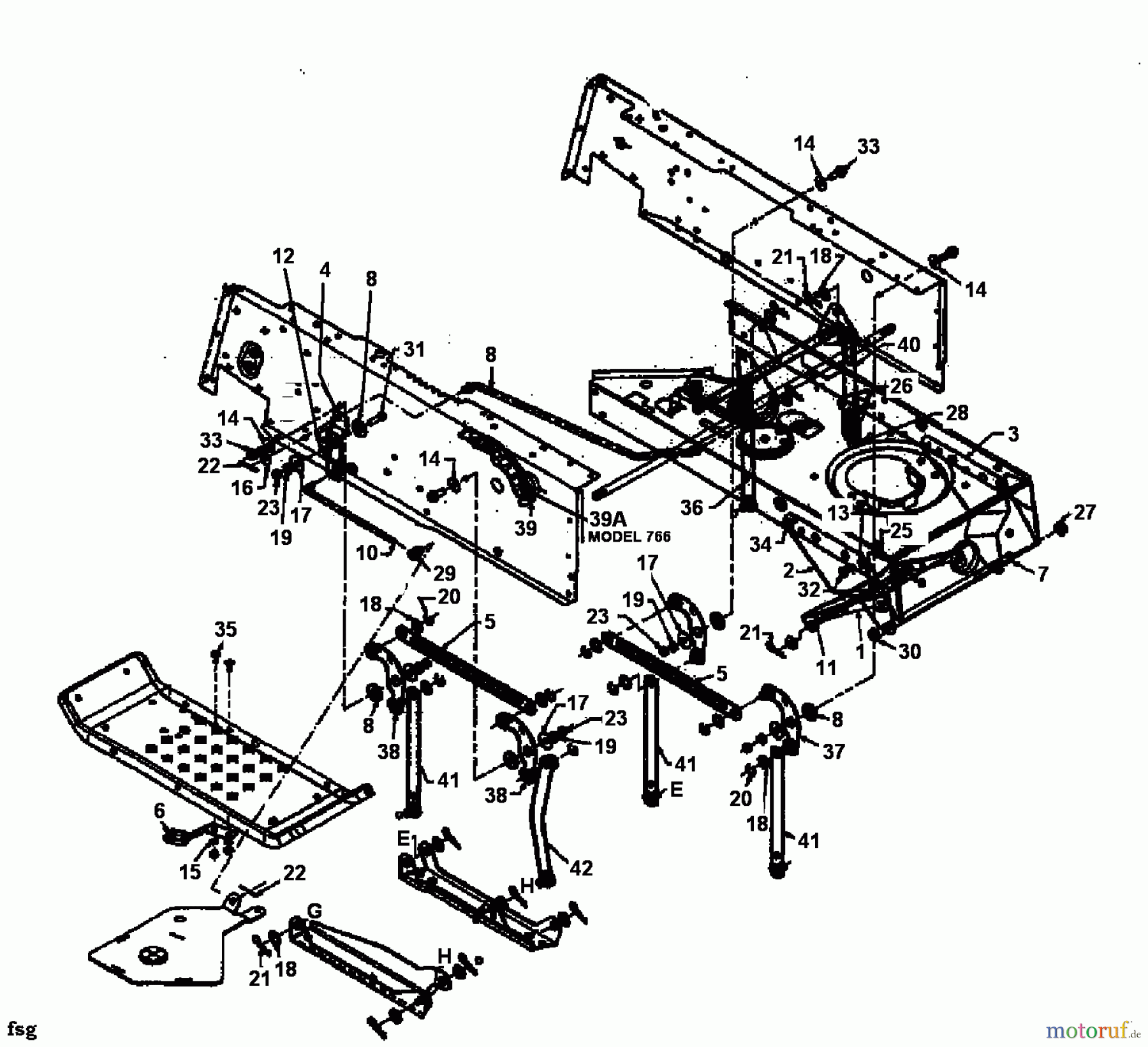  MTD Rasentraktoren E 160 136R765N678  (1996) Mähwerksaushebung