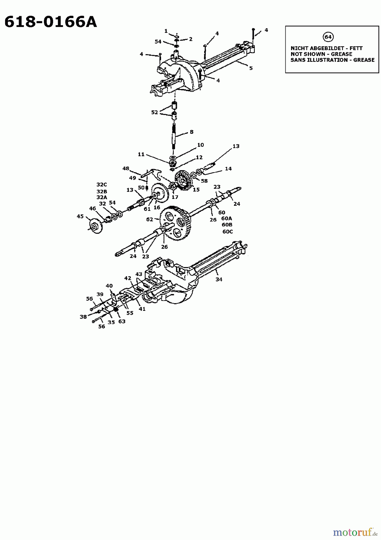  MTD Rasentraktoren IB 125 13BL475A606  (1998) Getriebe 618-0166A