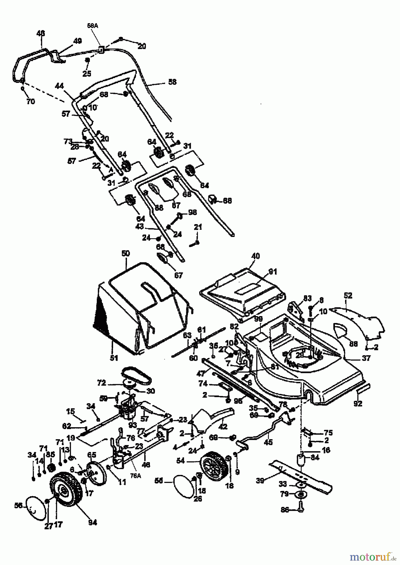  MTD Motormäher mit Antrieb GEA 53 SV GX56SBVV678  (1998) Grundgerät