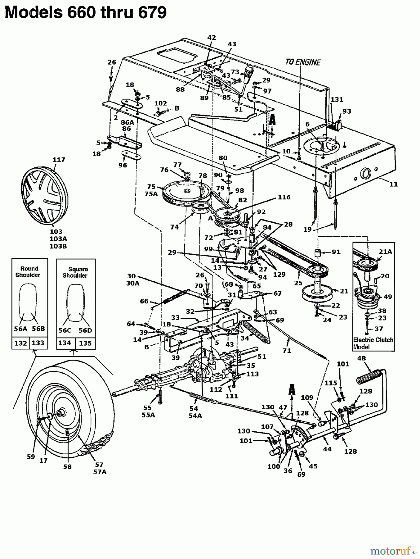  Yard-Man Rasentraktoren TF 6155 136D674F643  (1996) Elektromagnetkupplung, Fahrantrieb, Motorkeilriemenscheibe