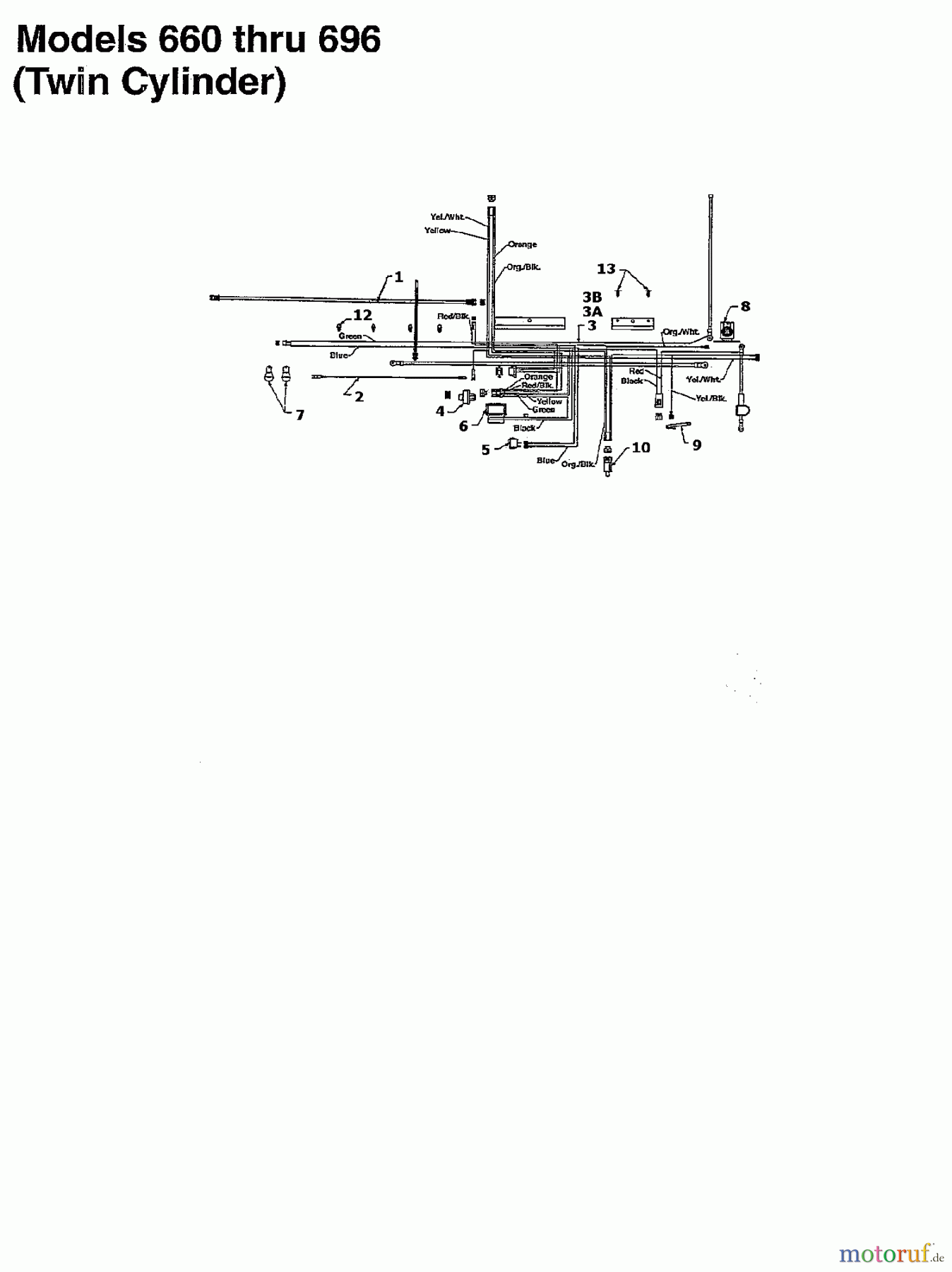  Yard-Man Rasentraktoren TF 6155 136D674F643  (1996) Schaltplan 2 Zylinder