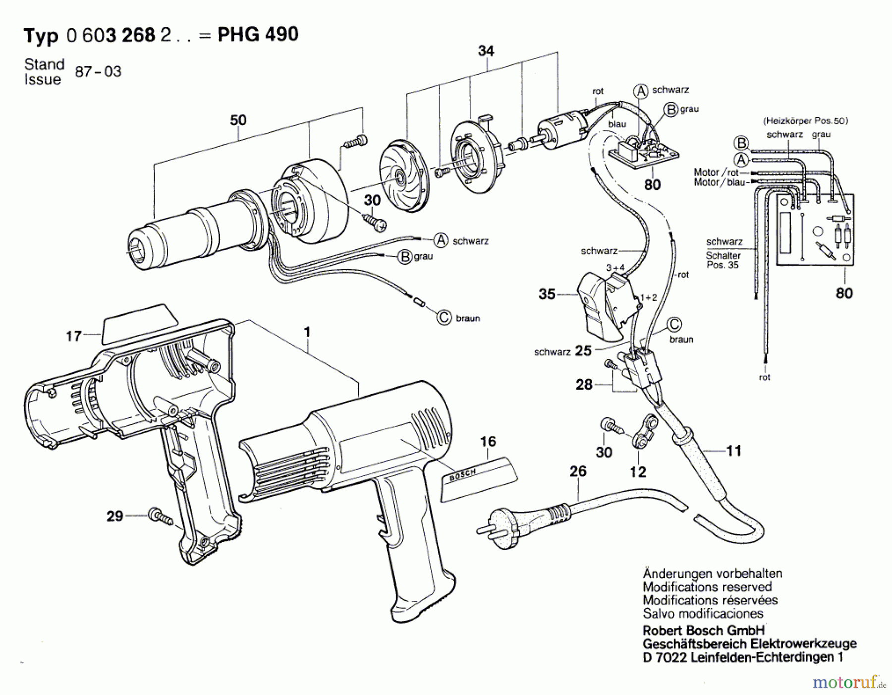  Bosch Werkzeug Heissluftgebläse PHG 490 Seite 1