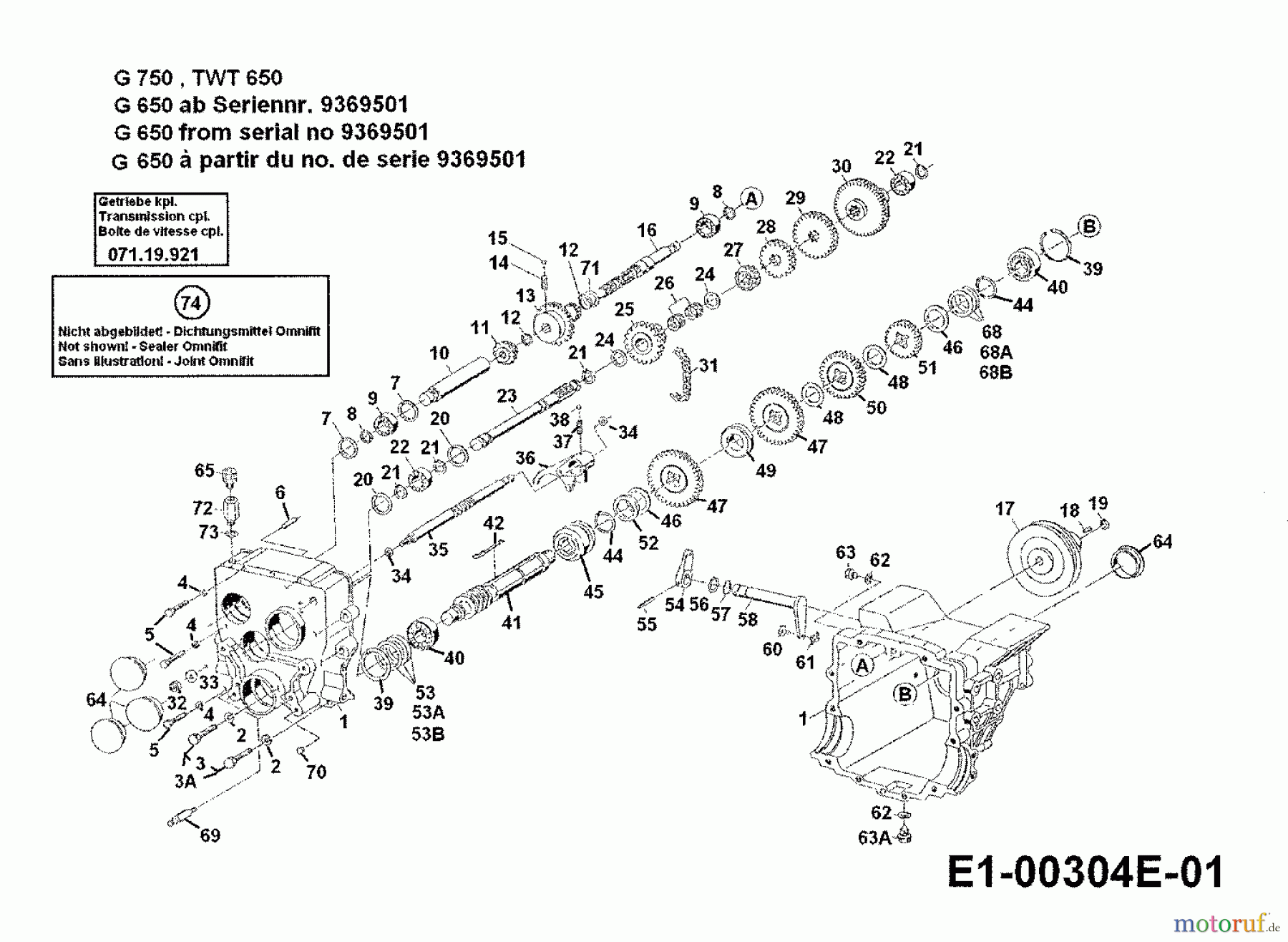  Gutbrod Einachser G 750 56A-750-604  (1998) Getriebe